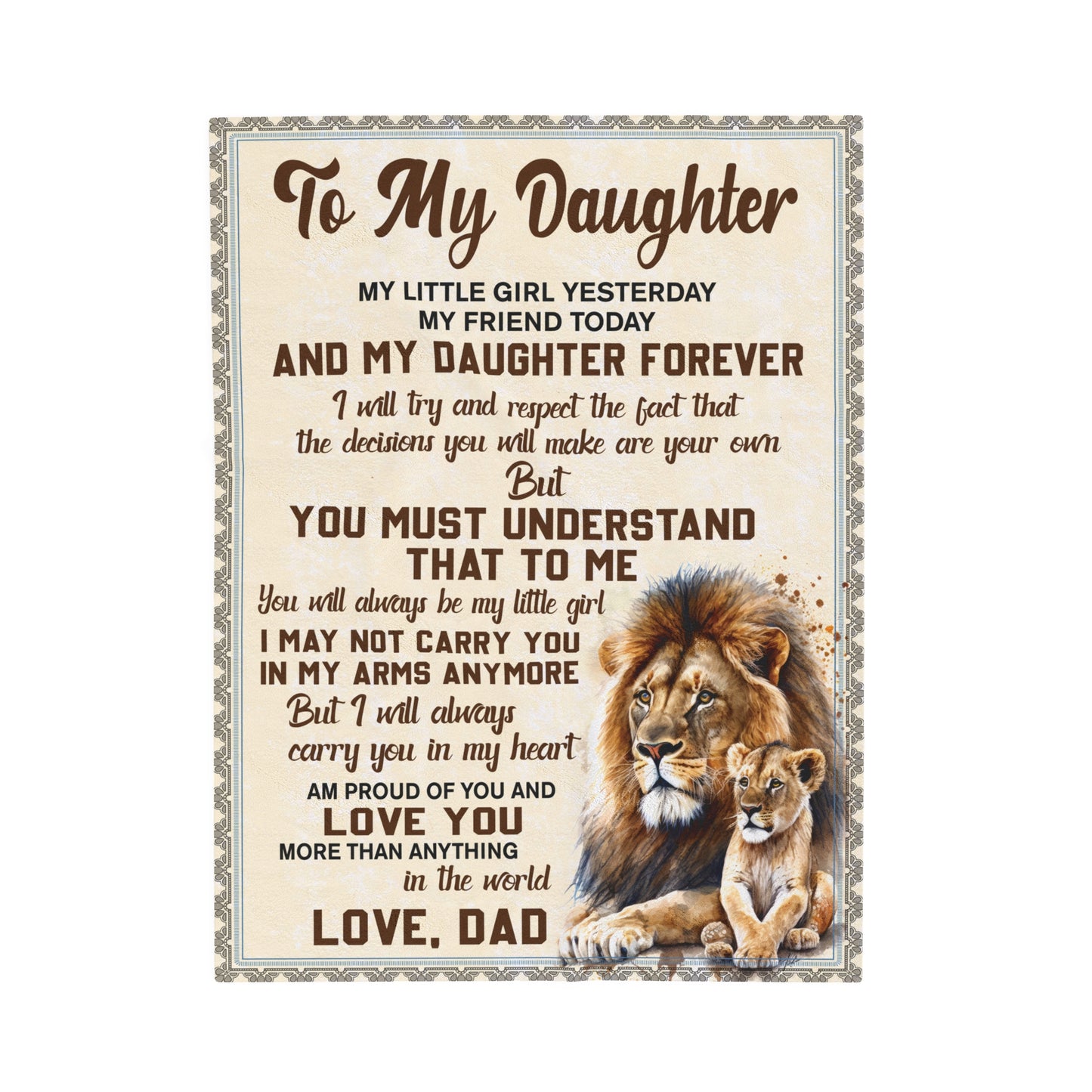 To my Daughter-You will always be my Little Girl| Velveteen Plush Blanket
