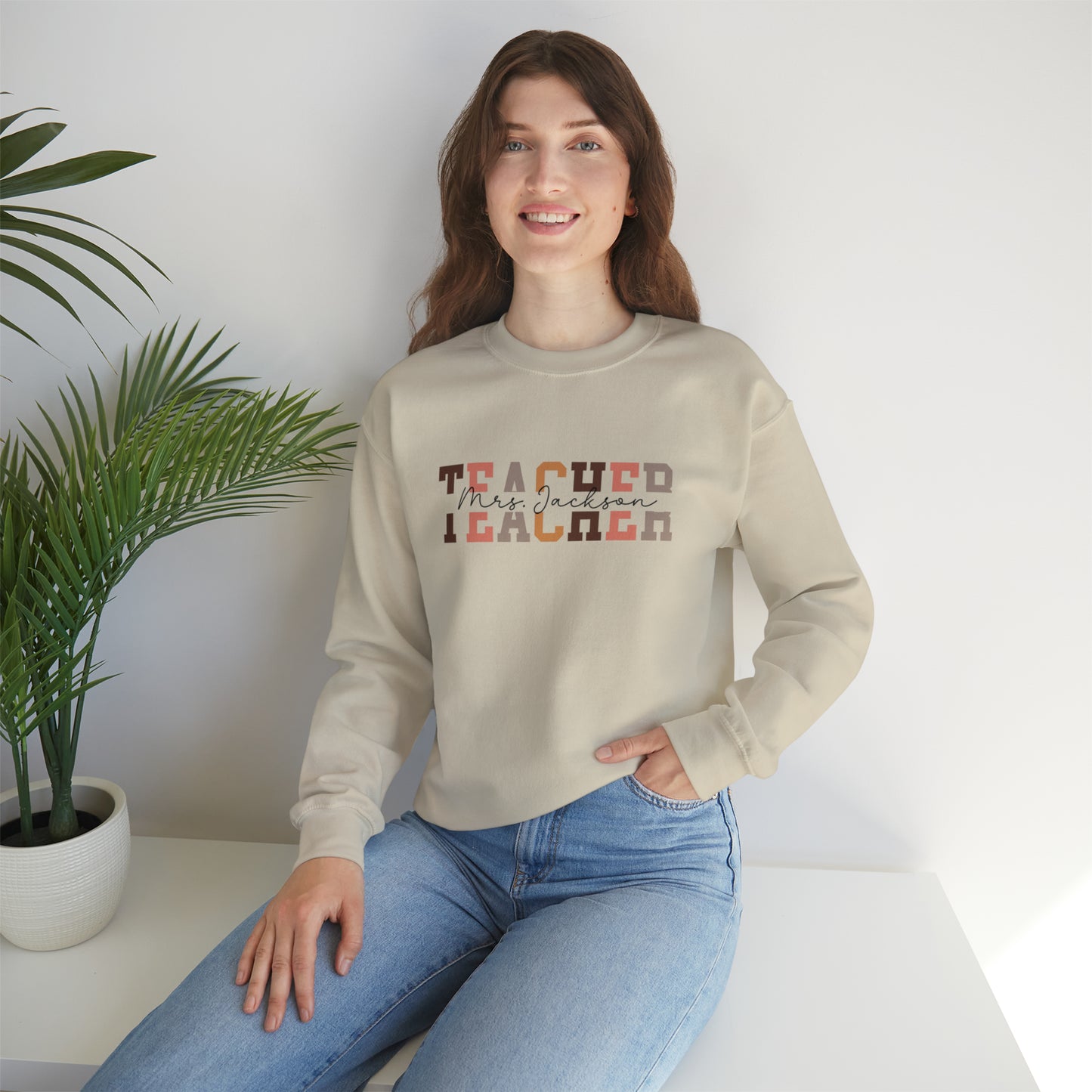 Personalized Teacher Crew Neck Sweatshirt - Your Last Name, Your Passion. Unisex Heavy Blend™ Crewneck Sweatshirt