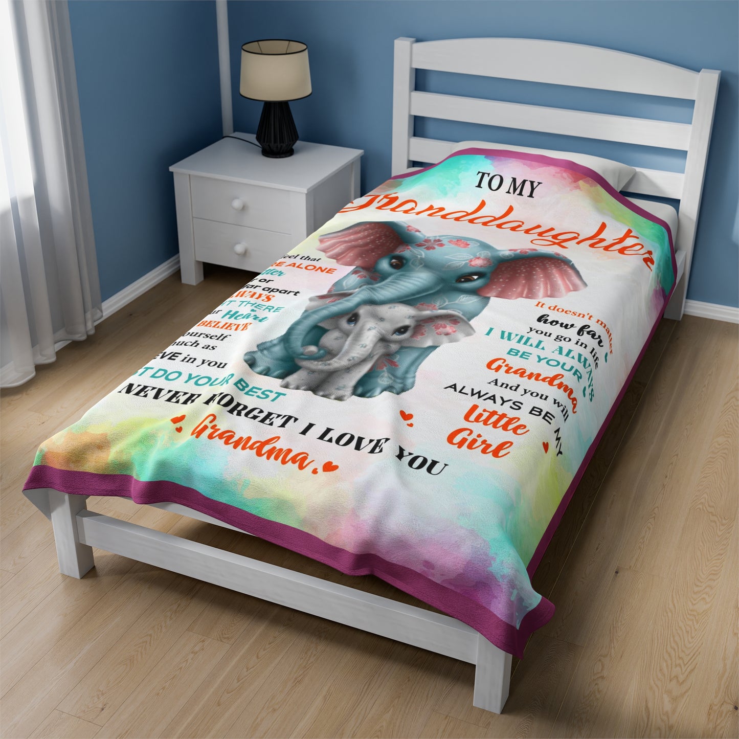 Velveteen Plush Blanket: Dear Granddaughter Never feel alone, I am always with you.