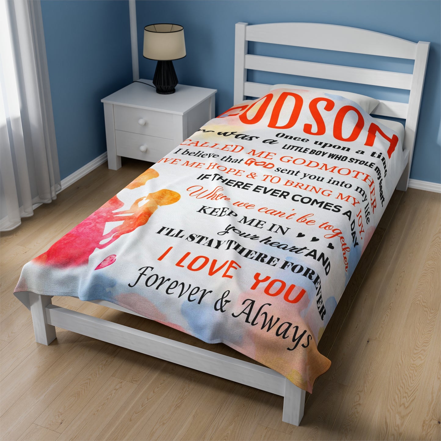 To My God Son| I Love you| Velveteen Plush Blanket