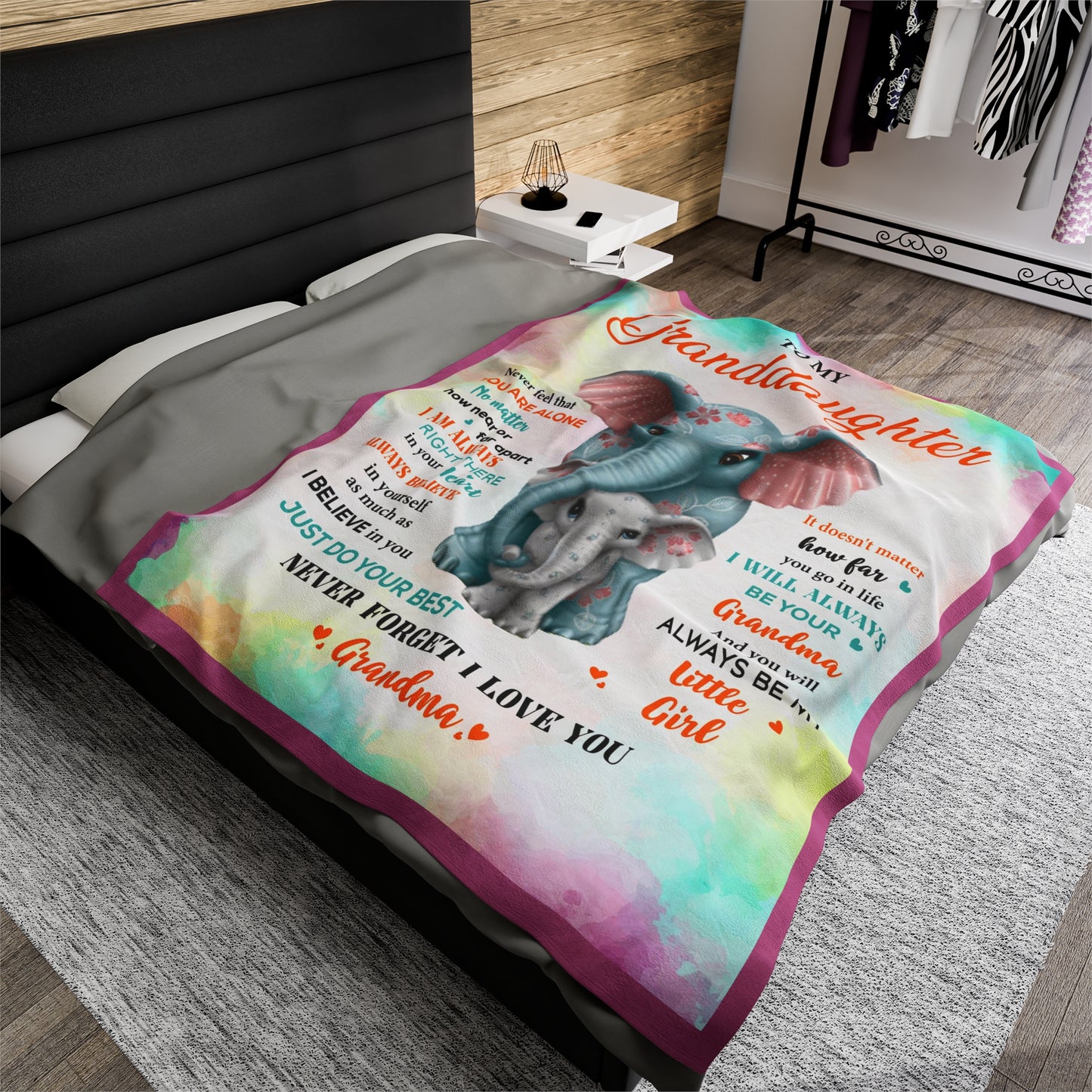 Velveteen Plush Blanket: Dear Granddaughter Never feel alone, I am always with you.