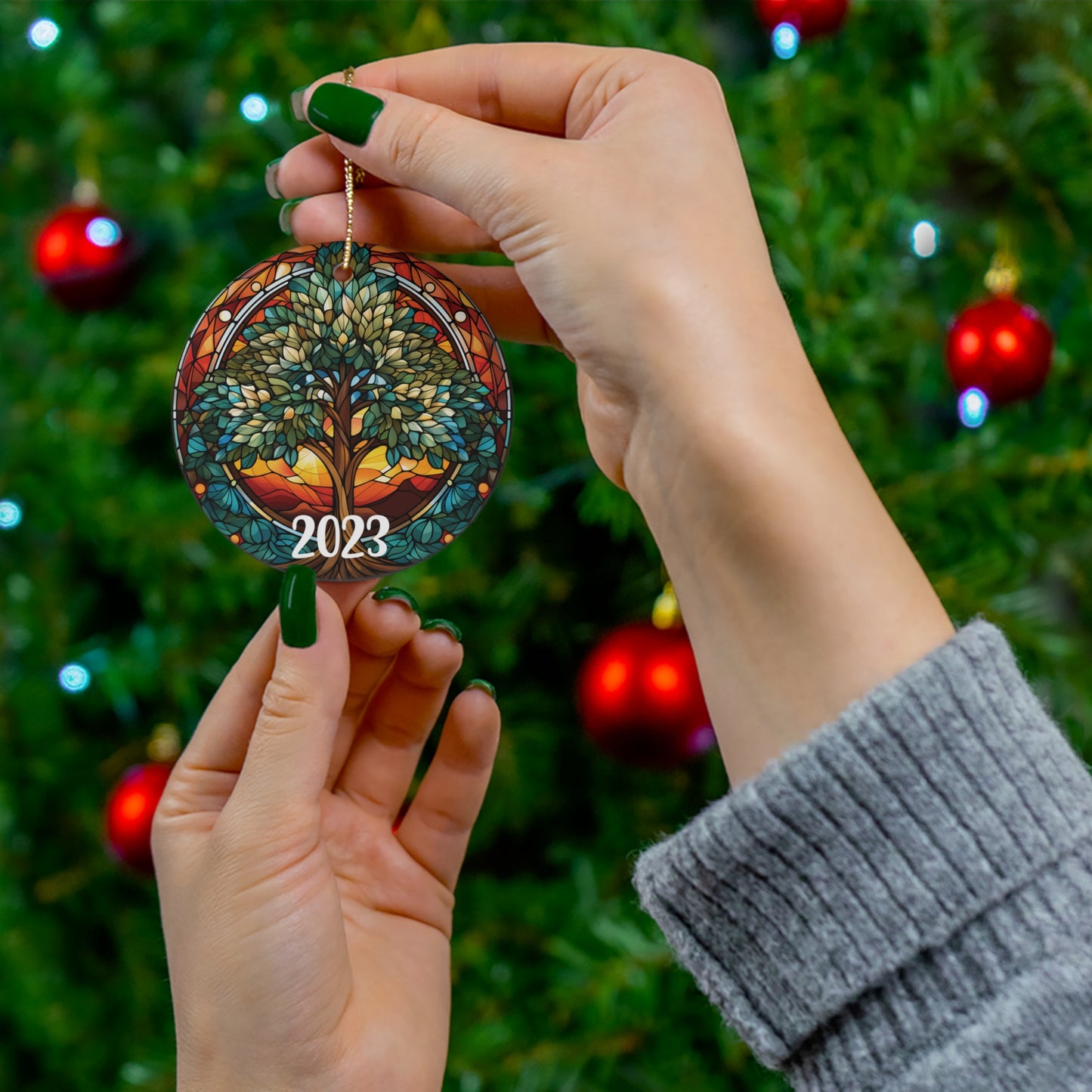 Glass art Christmas Tree 2023 | SUBORNIC Ornament (Circle) |