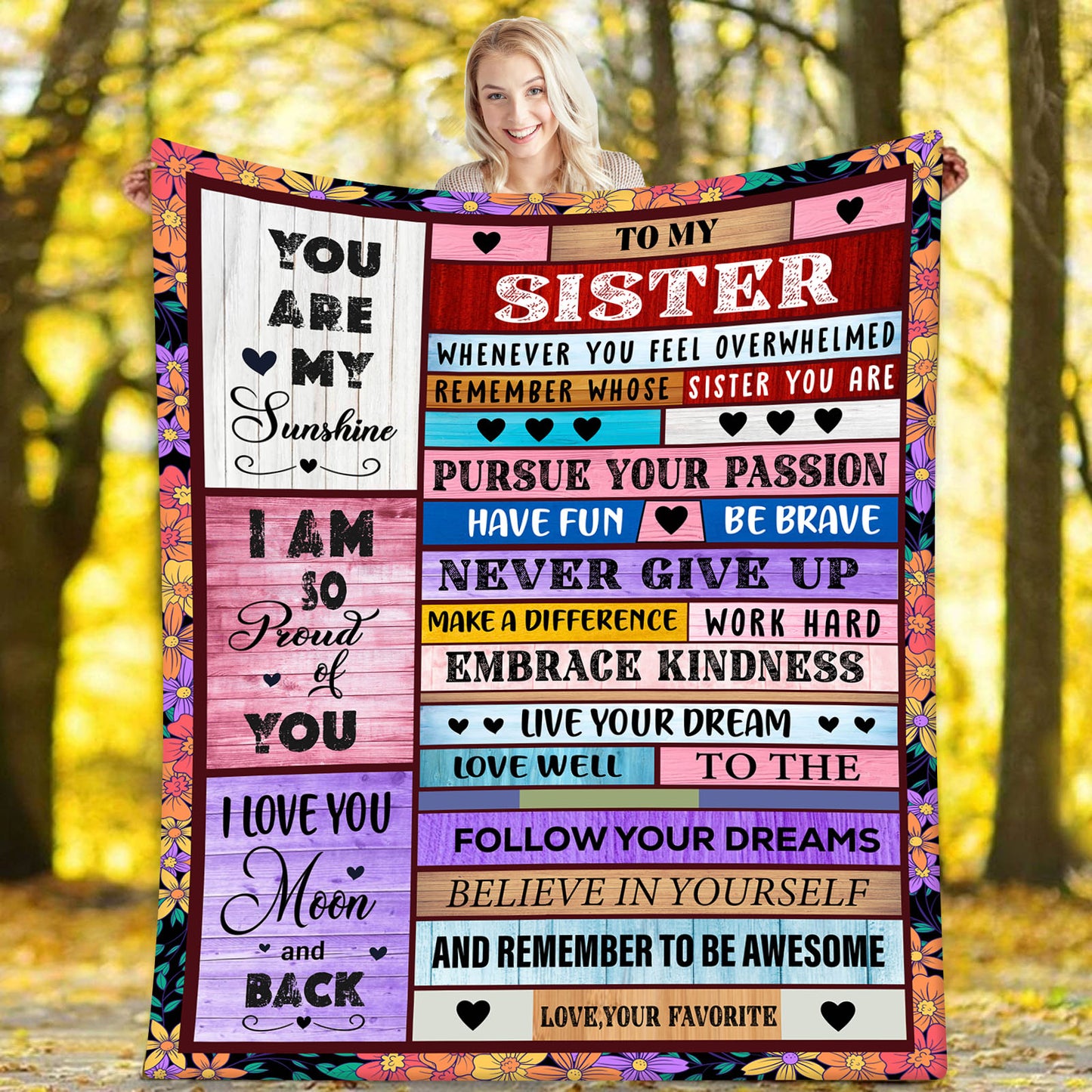 Velveteen Plush Blanket: To MY SISTER, I LOVE YOU TO THE MOON & BACK.