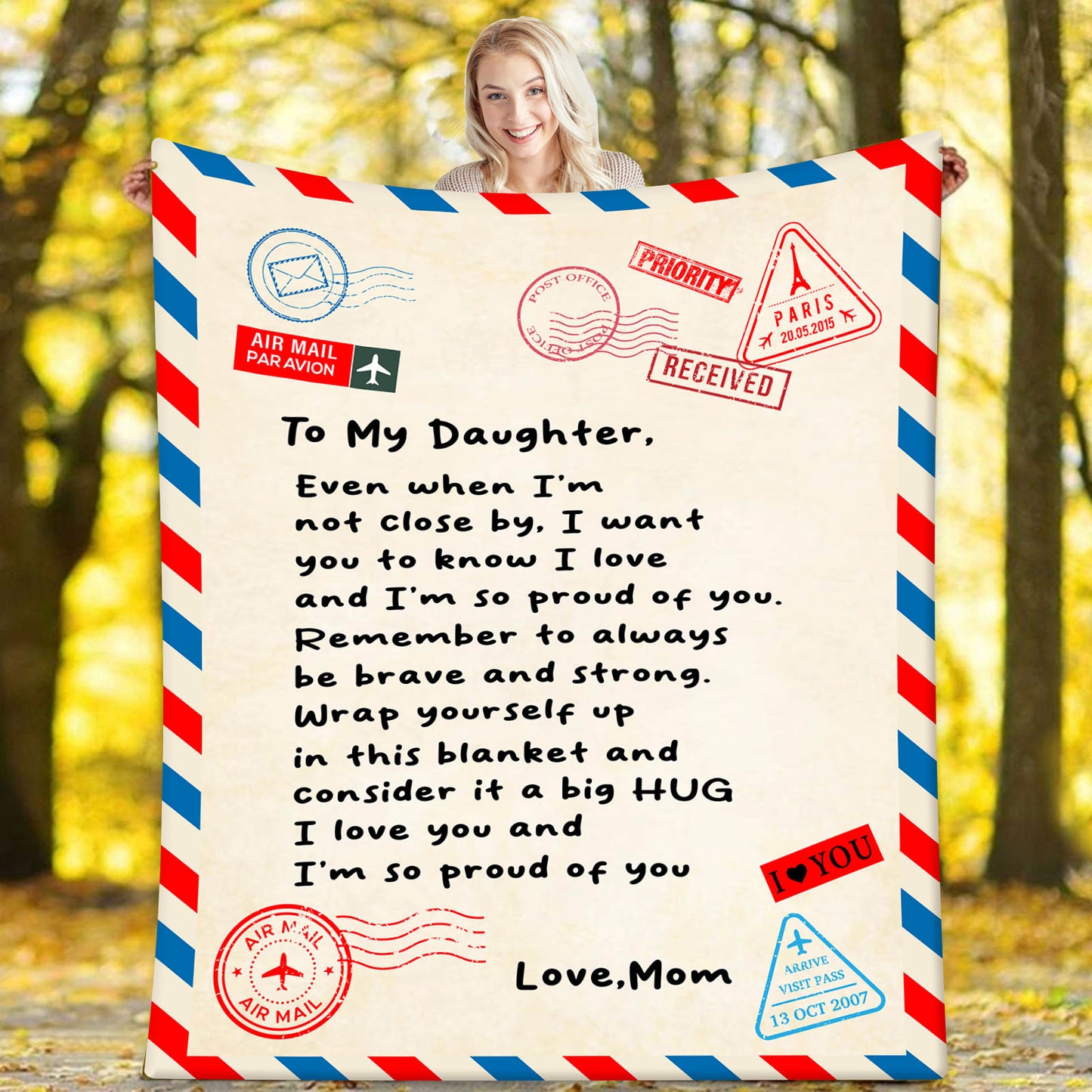 Velveteen Plush Blanket: Dear Daughter, Remember I am always with you.