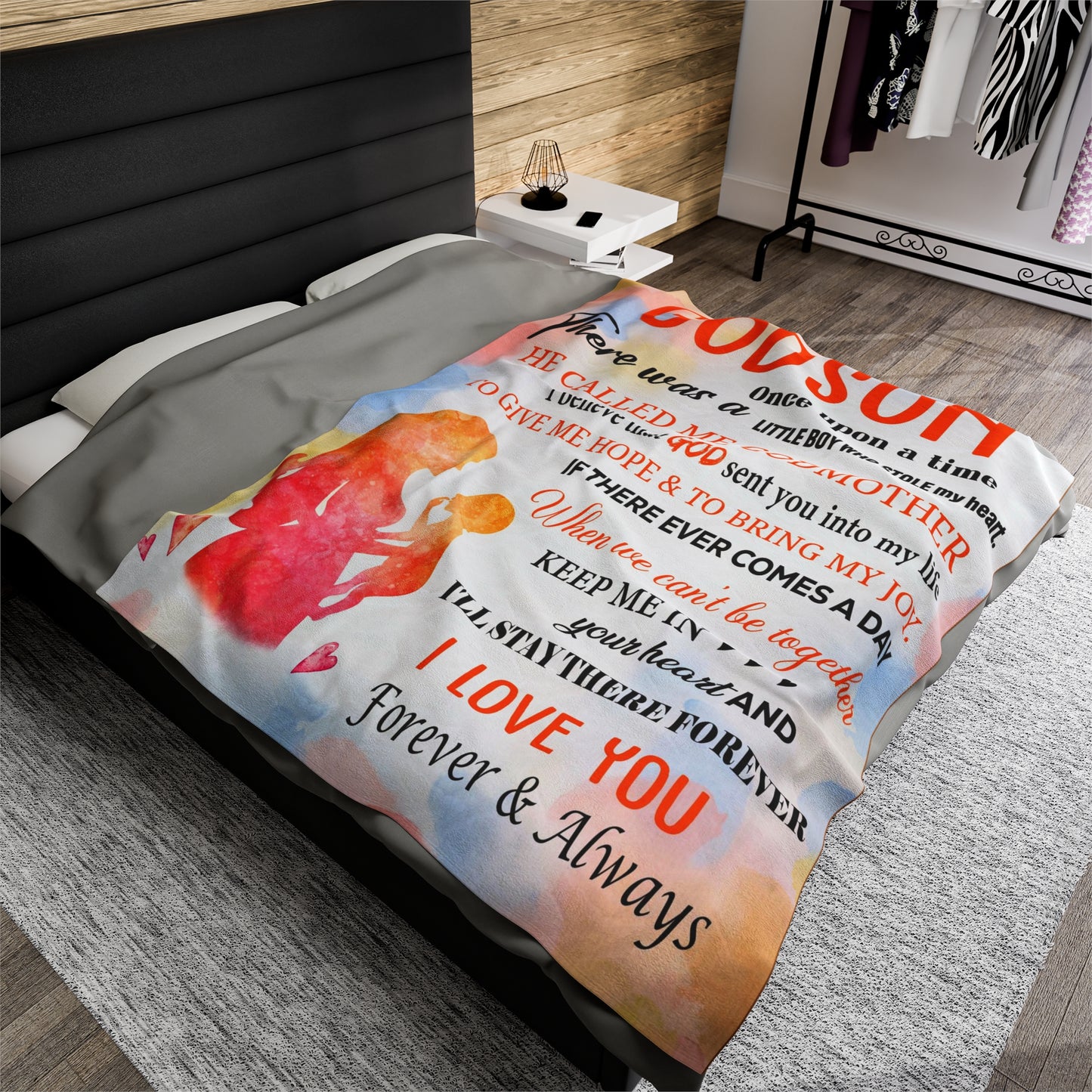 To My God Son| I Love you| Velveteen Plush Blanket