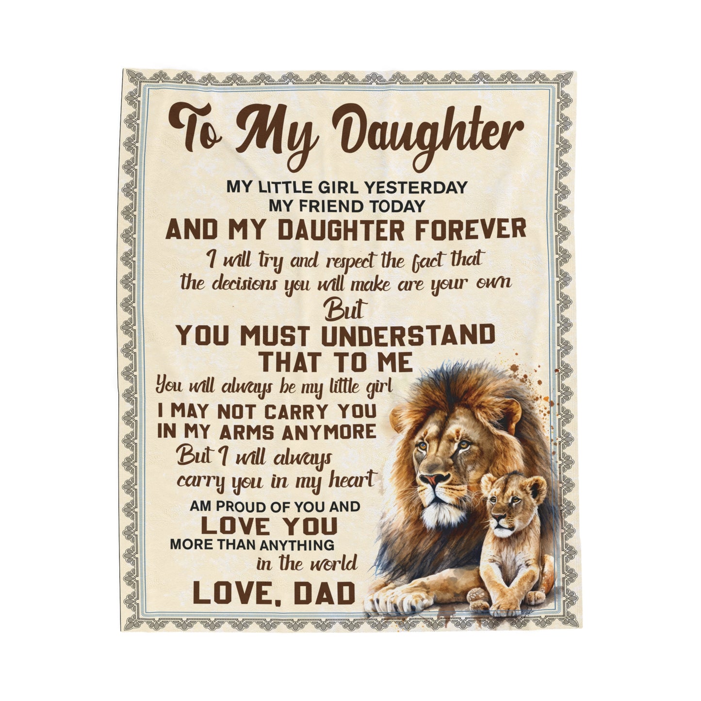 To my Daughter-You will always be my Little Girl| Velveteen Plush Blanket