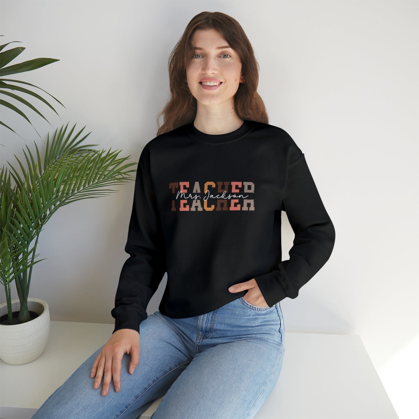 Personalized Teacher Crew Neck Sweatshirt - Your Last Name, Your Passion. Unisex Heavy Blend™ Crewneck Sweatshirt