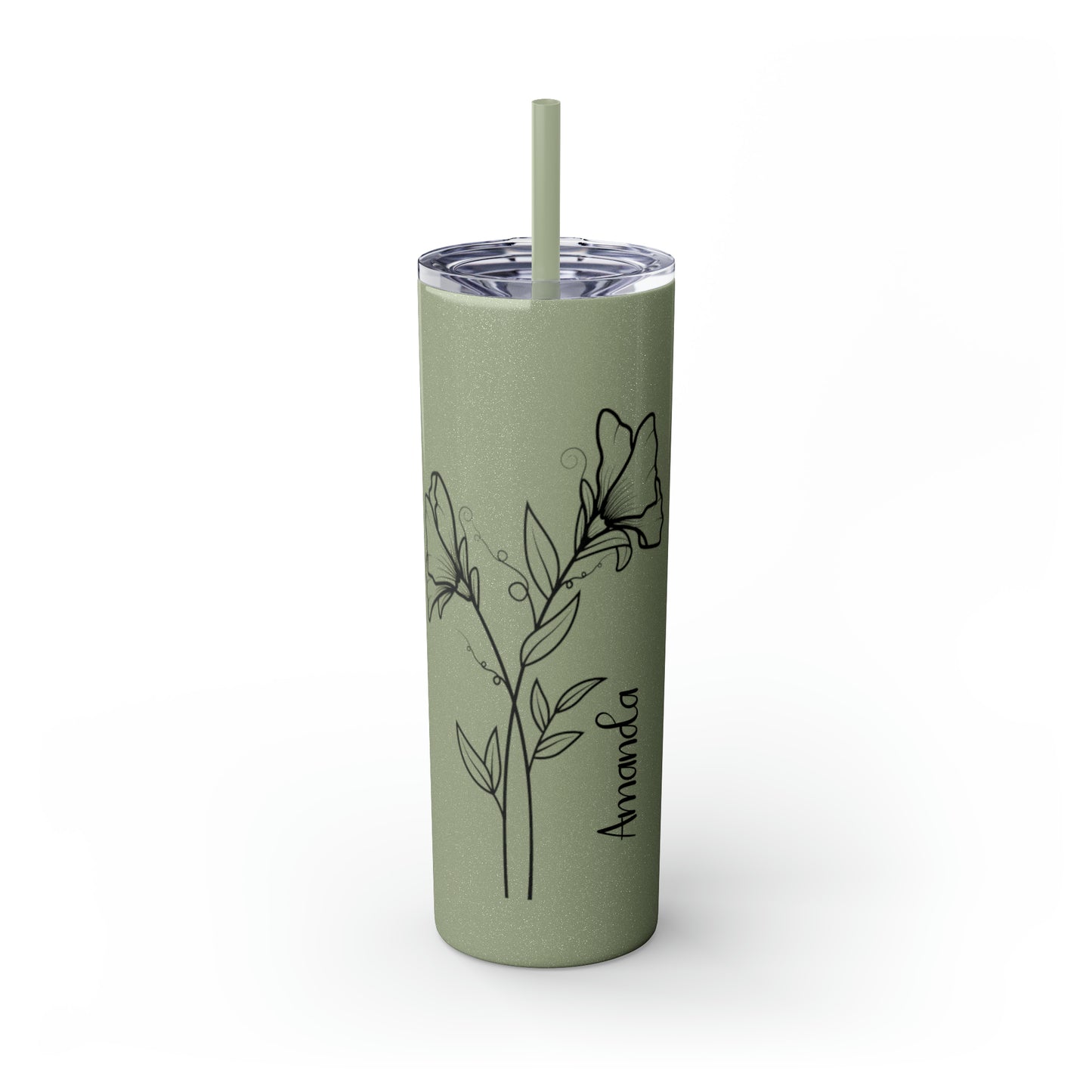 Personalized Skinny Tumbler with Straw, 20oz