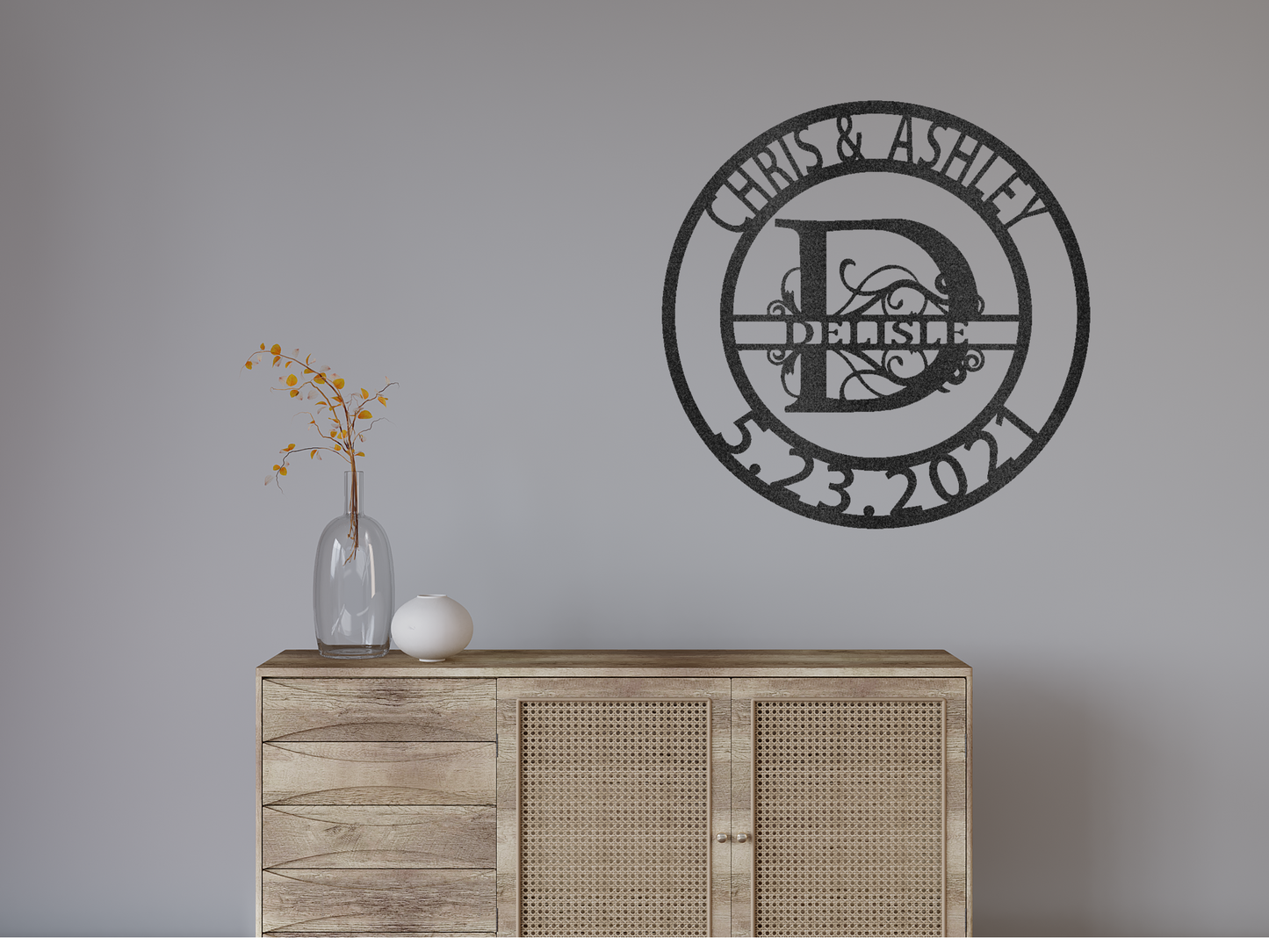 Elaborate Split Letter Family Name - Steel Sign Custom Metal Art