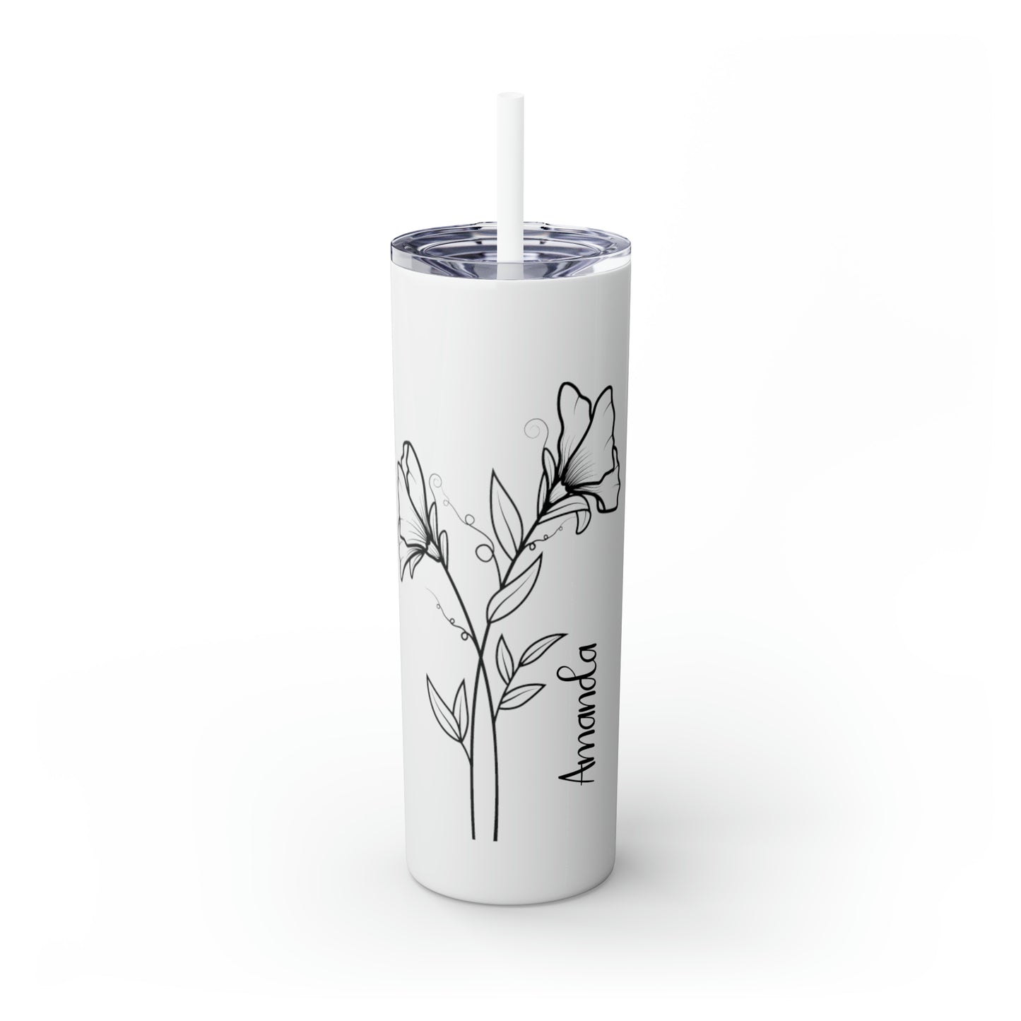 Personalized Skinny Tumbler with Straw, 20oz