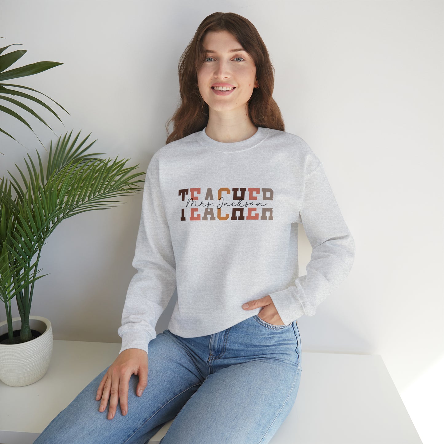 Personalized Teacher Crew Neck Sweatshirt - Your Last Name, Your Passion. Unisex Heavy Blend™ Crewneck Sweatshirt