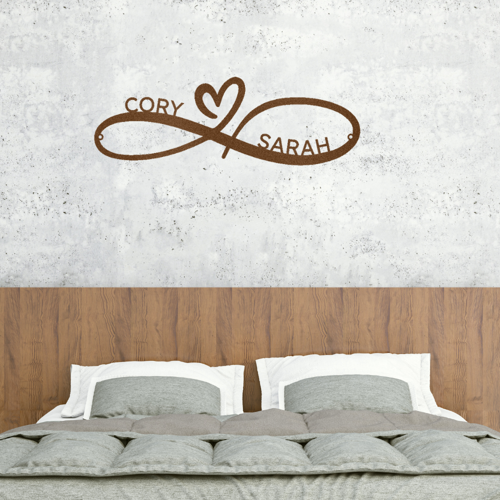 Infinity Couples Monogram - Personalized Name Steel Sign , Metal Art