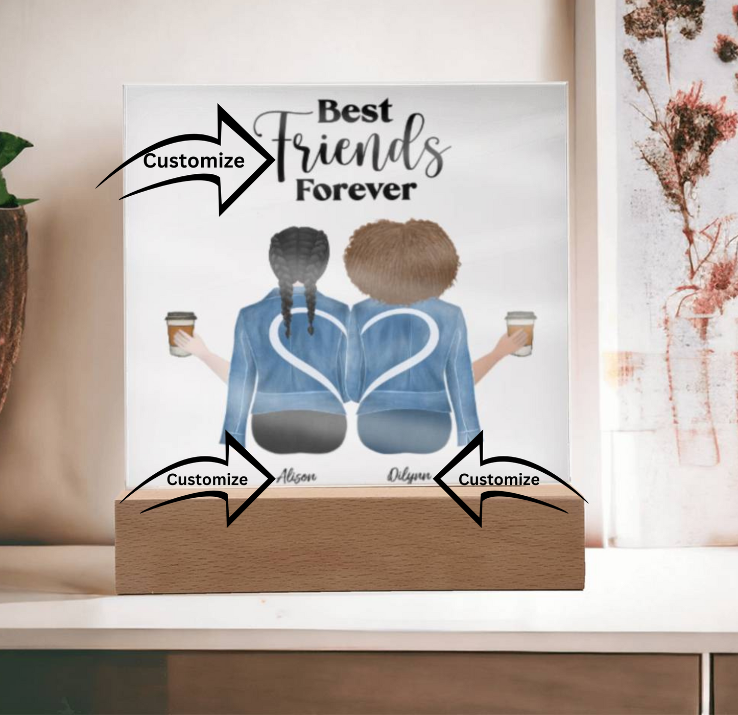 Best Friends Forever | Acrylic Plaque (Sqaure) | Personalize