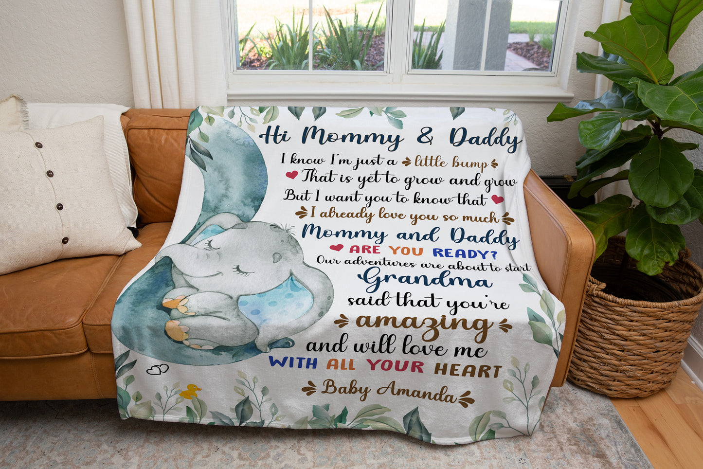 Hi Mommy and Daddy | Velveteen Plush Blanket | Personalize