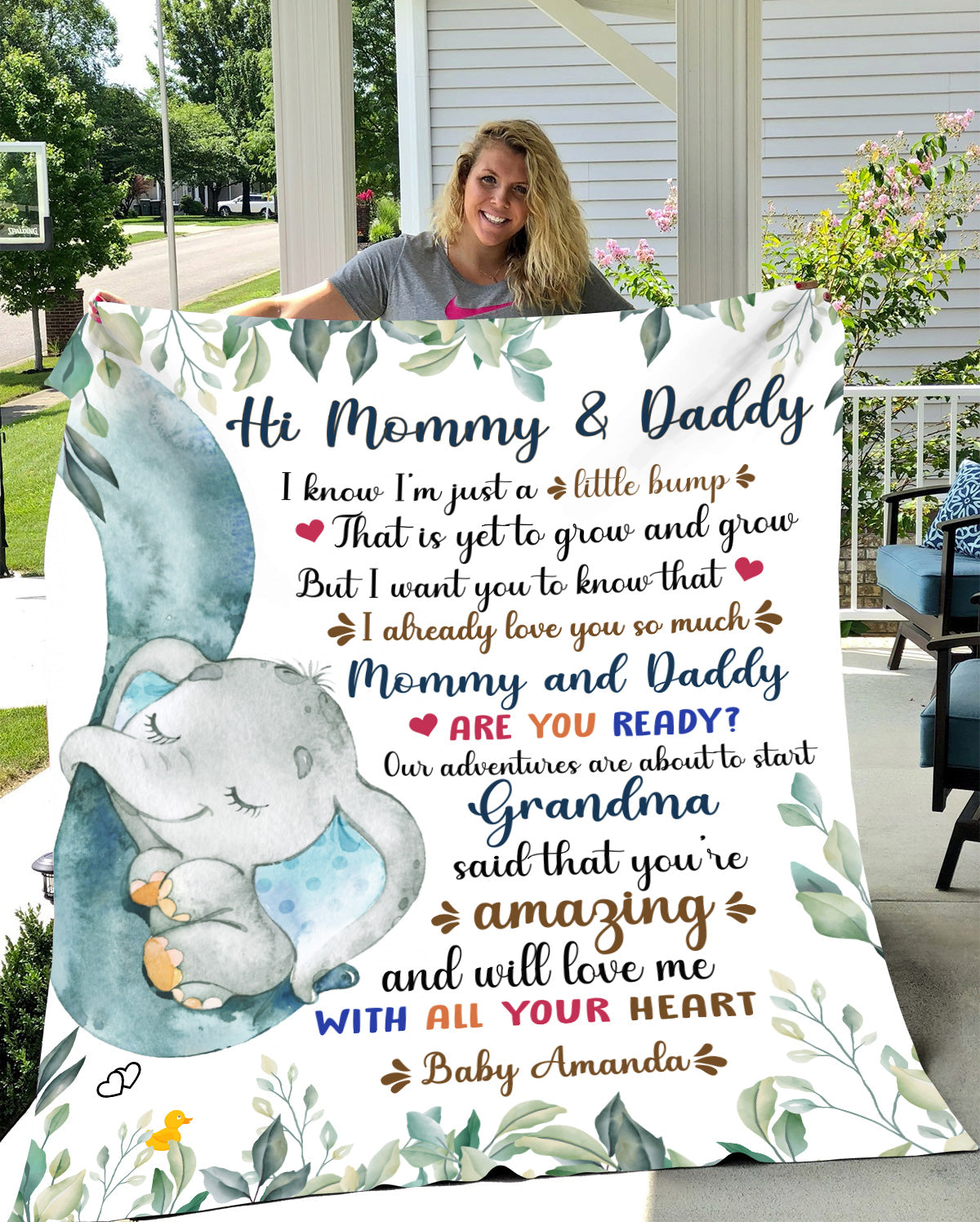 Hi Mommy and Daddy | Velveteen Plush Blanket | Personalize
