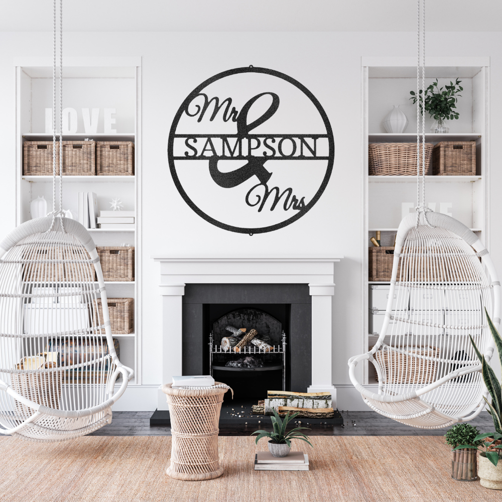 Mr and Mrs Circle Monogram - Steel Sign