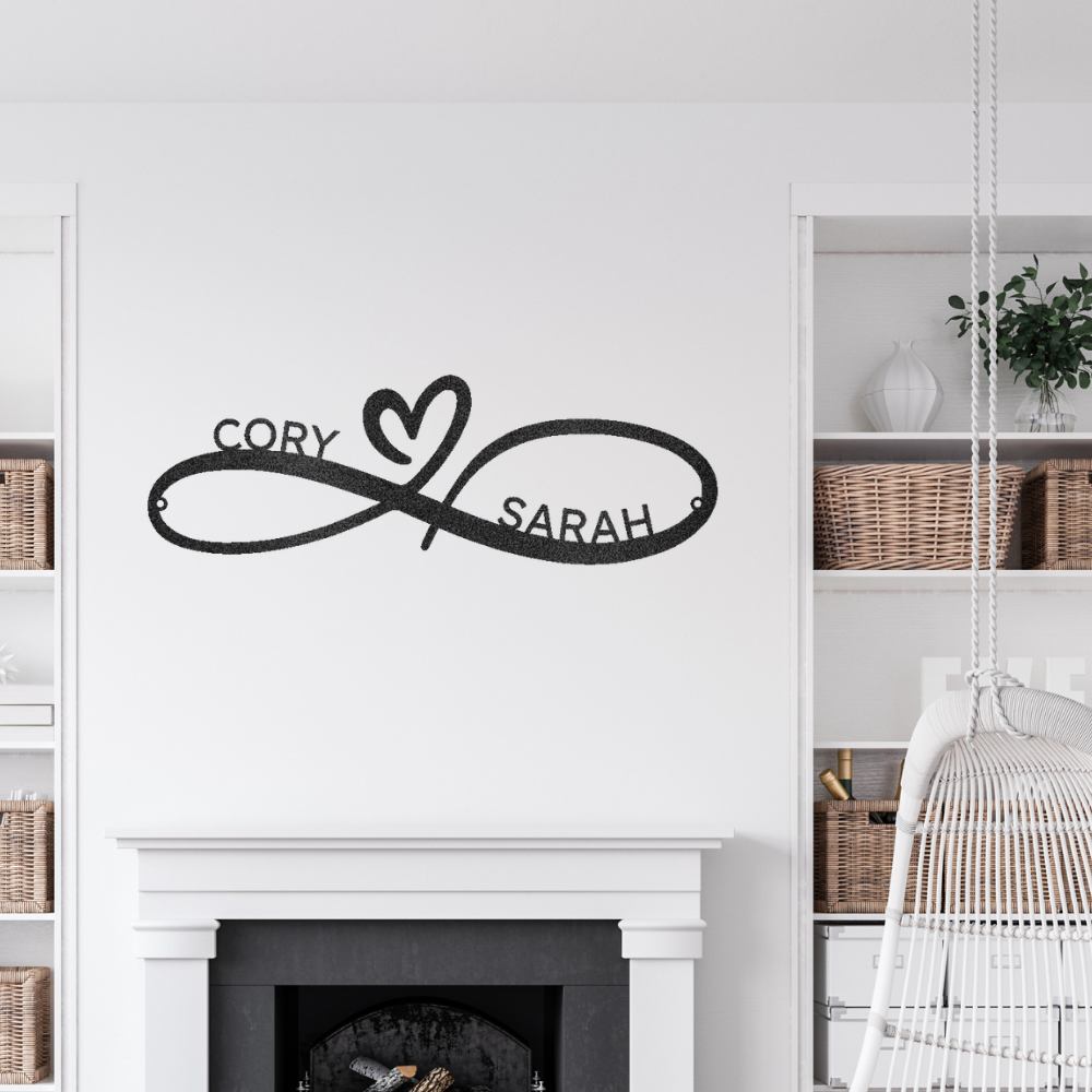 Infinity Couples Monogram - Personalized Name Steel Sign , Metal Art