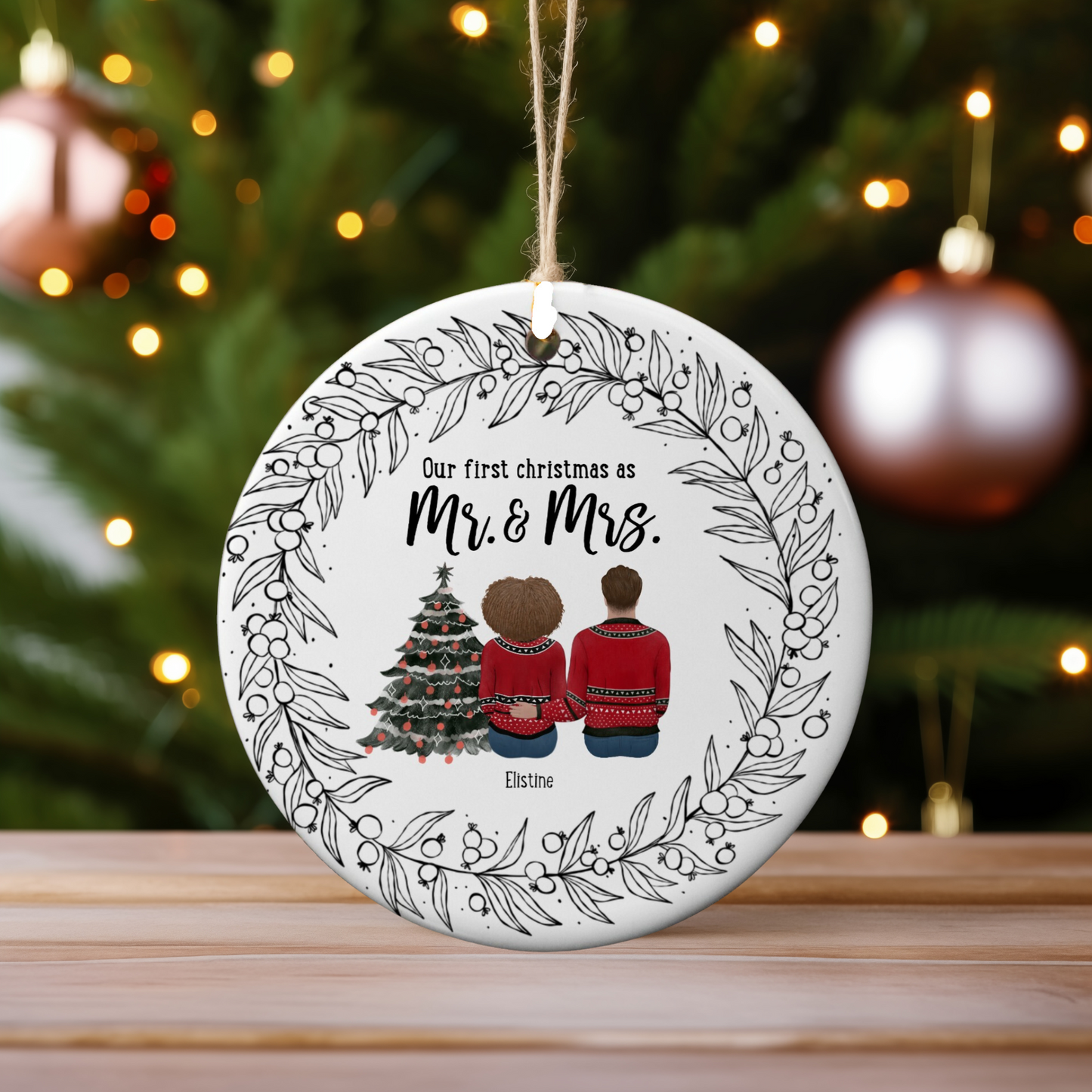 Our First Christmas As Mr & Mrs | Metal Ornament | Personalize