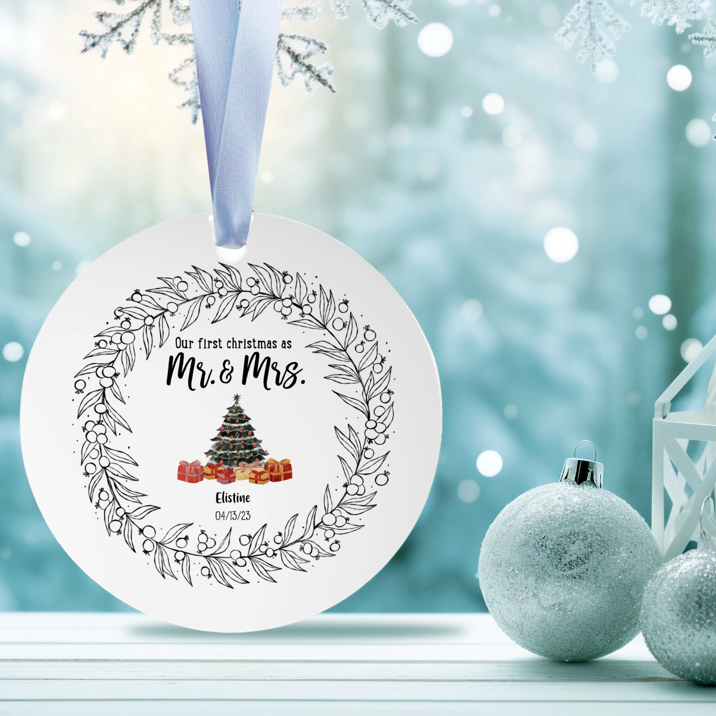 Our First Christmas as Mr & Mrs | Metal Ornament | Personalize