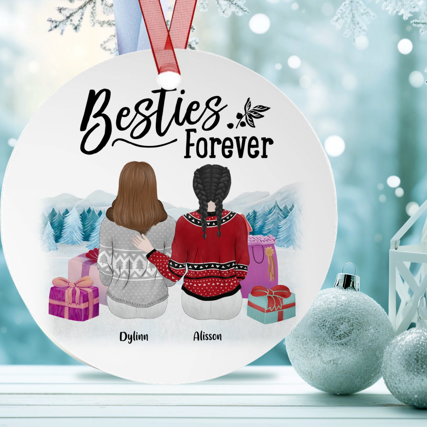 Besties Forever | Metal Ornaments | Personalize