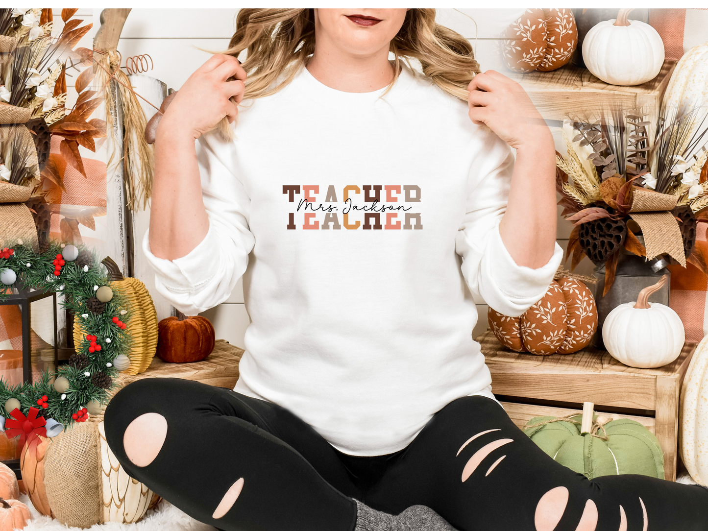 Personalized Teacher Crew Neck Sweatshirt - Your Last Name, Your Passion. Unisex Heavy Blend™ Crewneck Sweatshirt