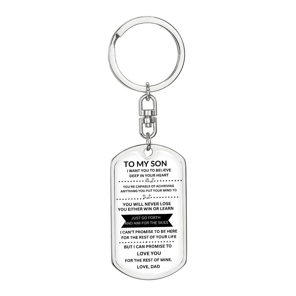 Dog Tag Key Chain from Dad to Son.
