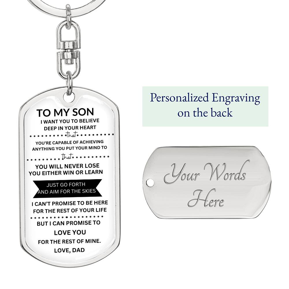 Dog Tag Key Chain from Dad to Son.