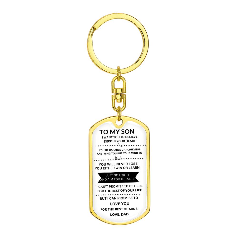 Dog Tag Key Chain from Dad to Son.