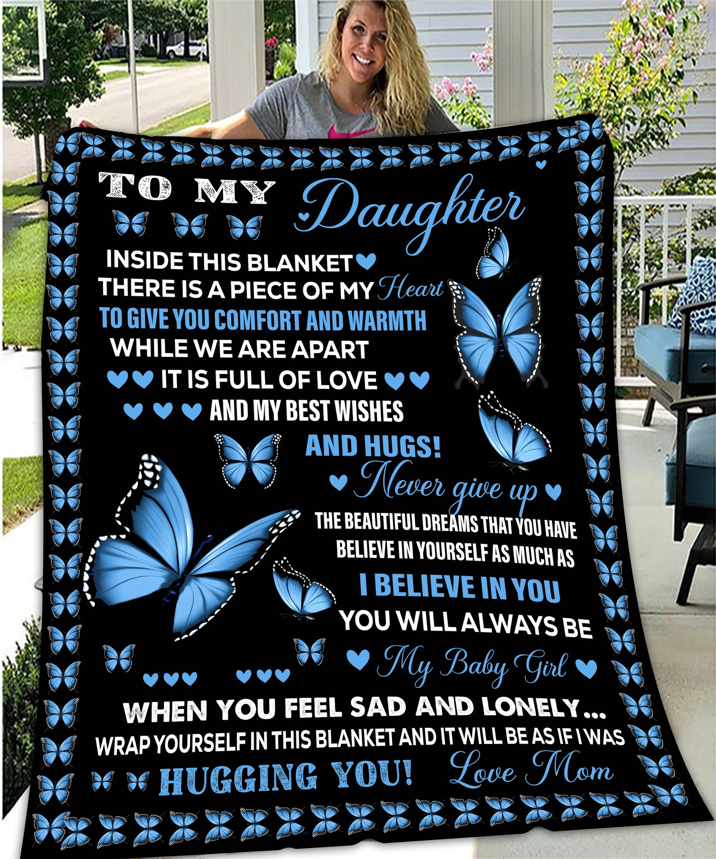 Velveteen Plush Blanket: Dear Daughter a piece of my Heart is with you.