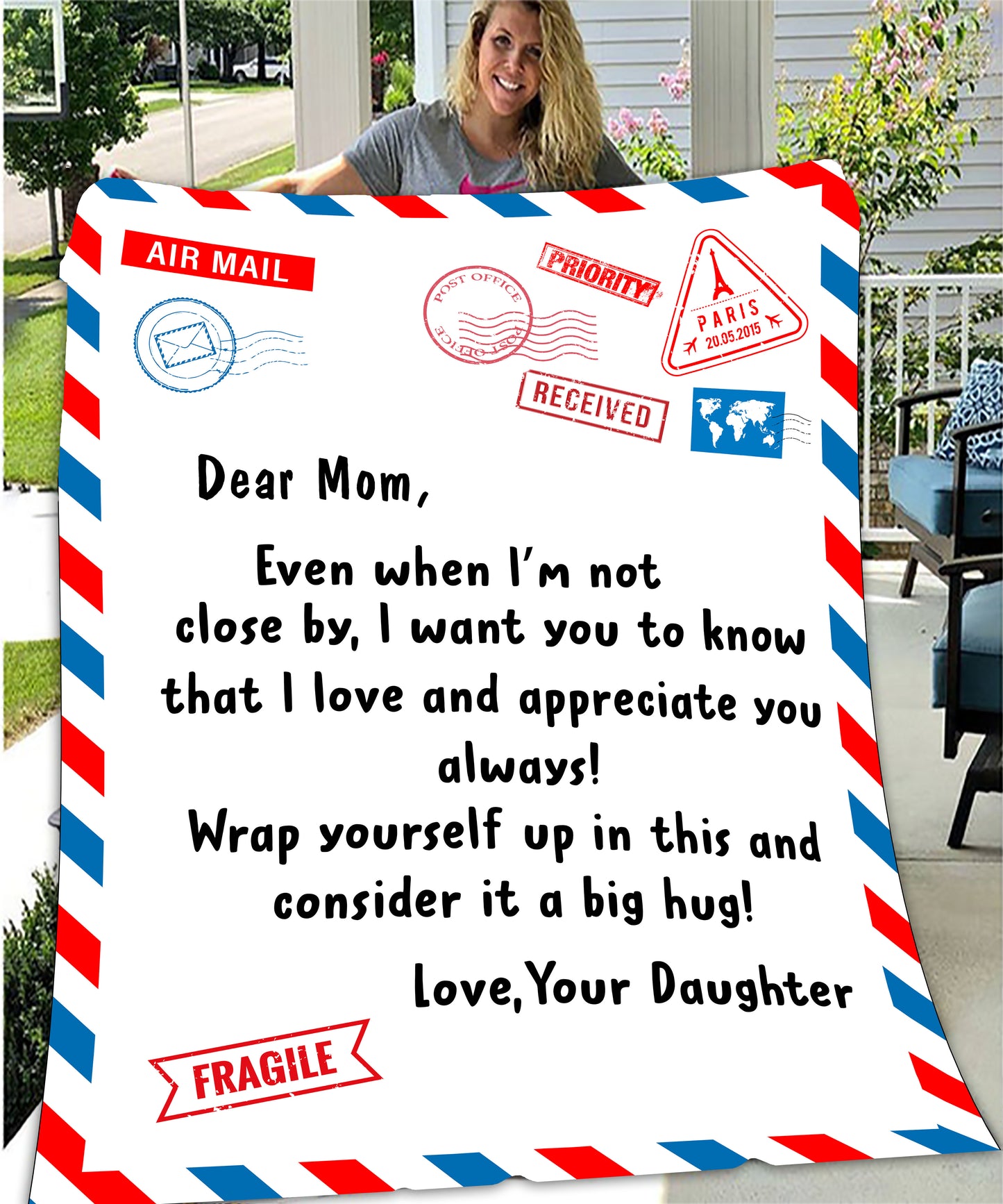 Velveteen Plush Blanket | Dear Mom, Love Daughter | I love you.