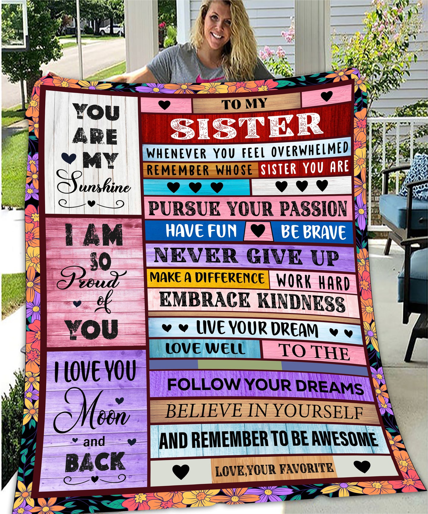Velveteen Plush Blanket: To MY SISTER, I LOVE YOU TO THE MOON & BACK.