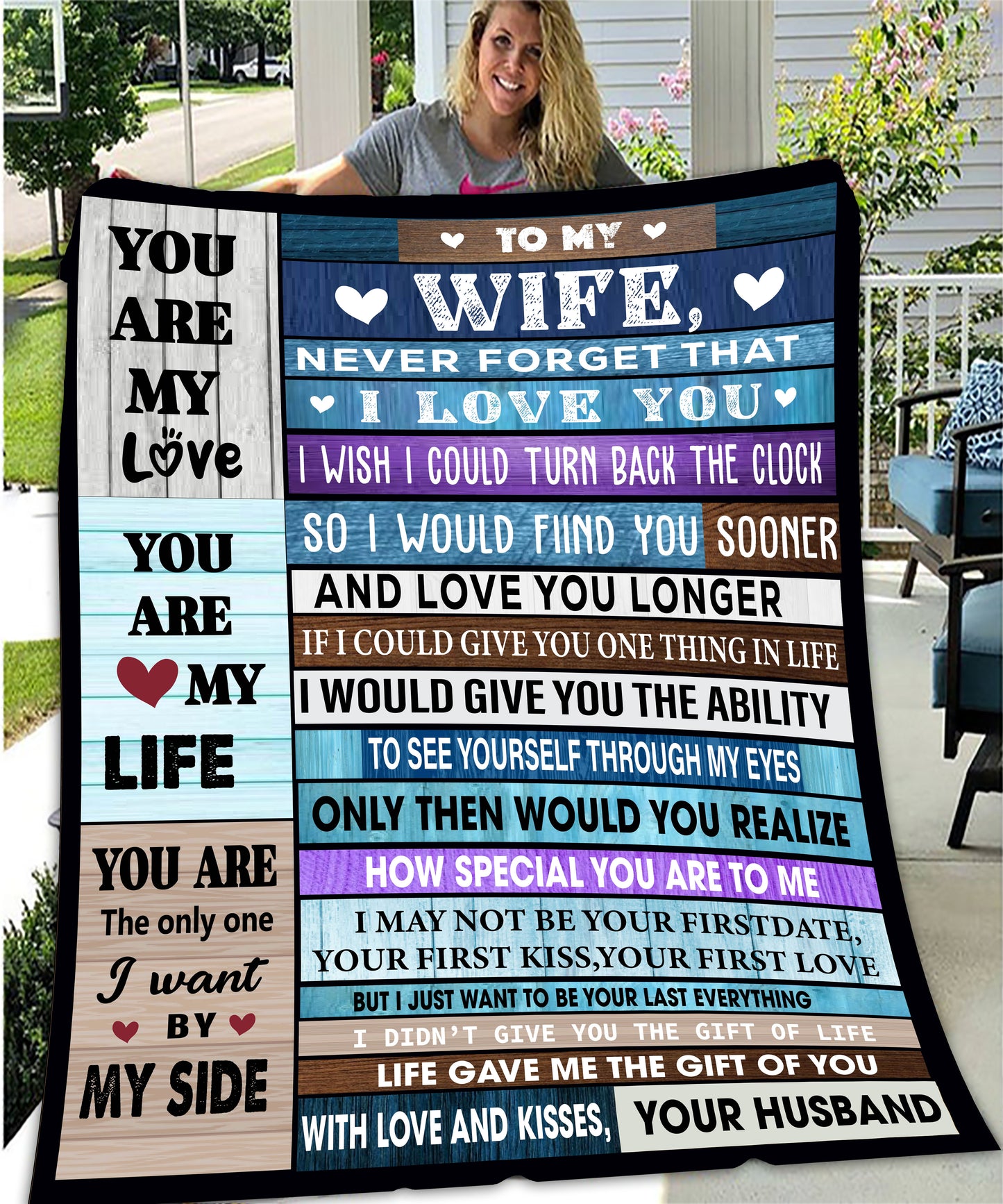 Velveteen Plush Blanket | To Wife, Love Husband | You are the only one I want by my side