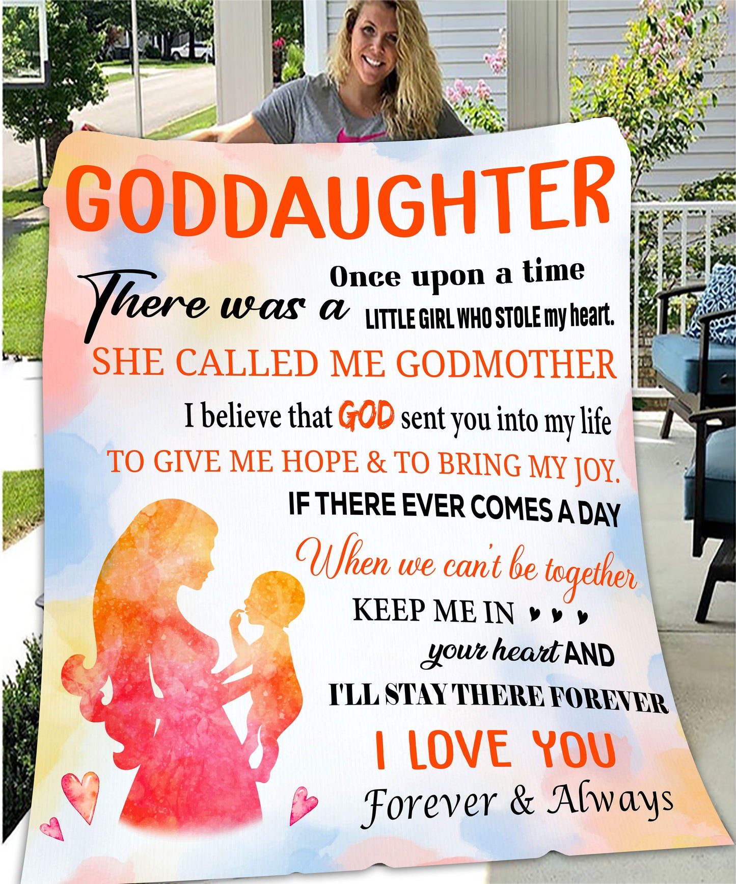Velveteen Plush Blanket | To Goddaughter, Love Godmother | When we can't be together, keep me in your heart