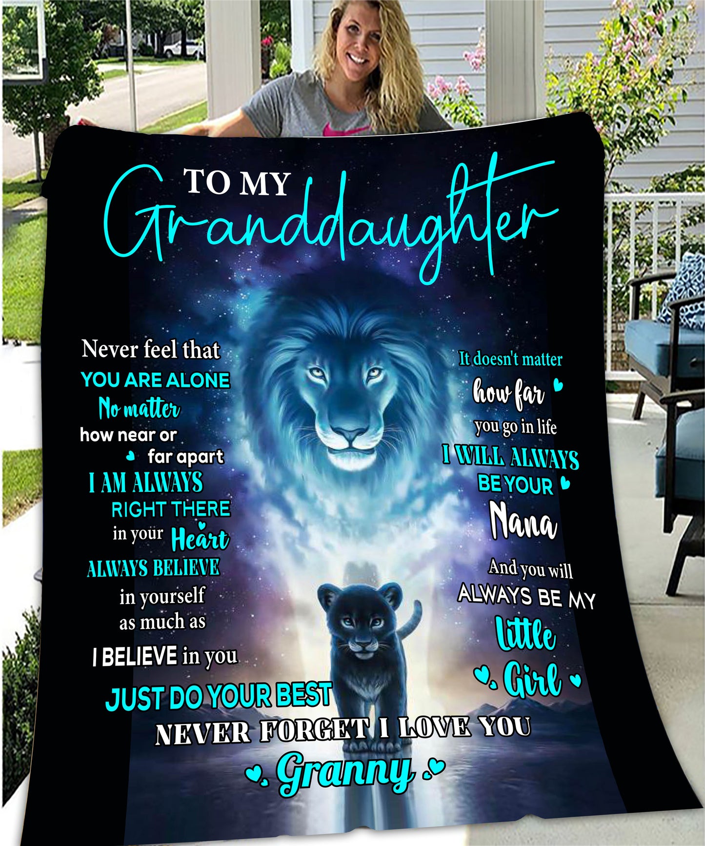 Velveteen Plush Blanket: To My Granddaughter Never feel alone, I am always with you.