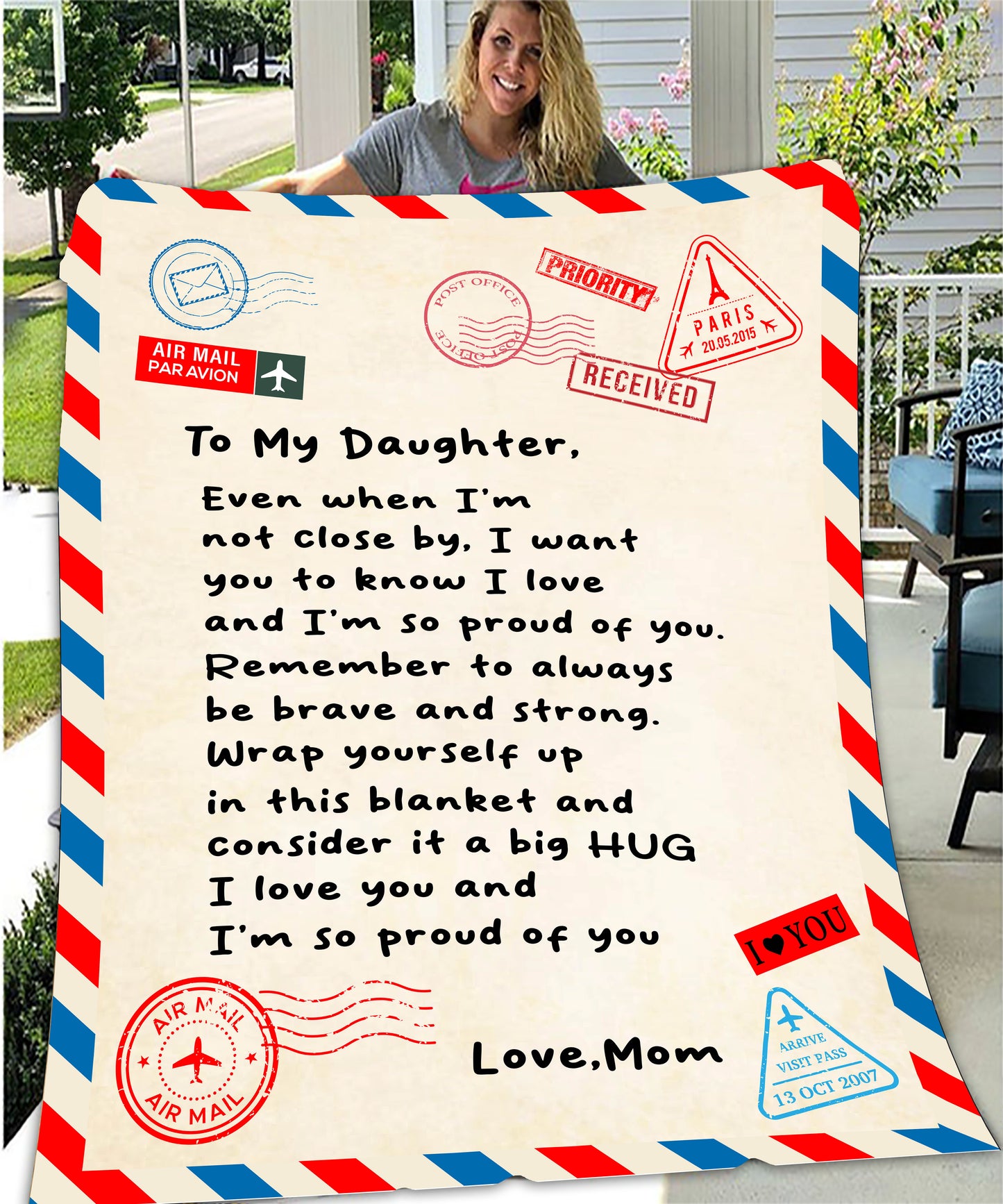 Velveteen Plush Blanket: Dear Daughter, Remember I am always with you.