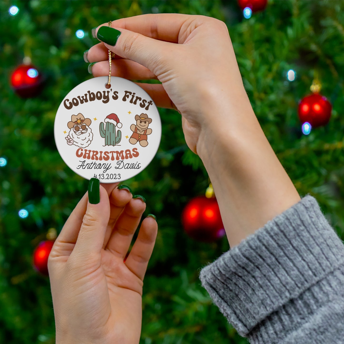 Unisex first Christmas for infant | Metal Ornament | Personalize