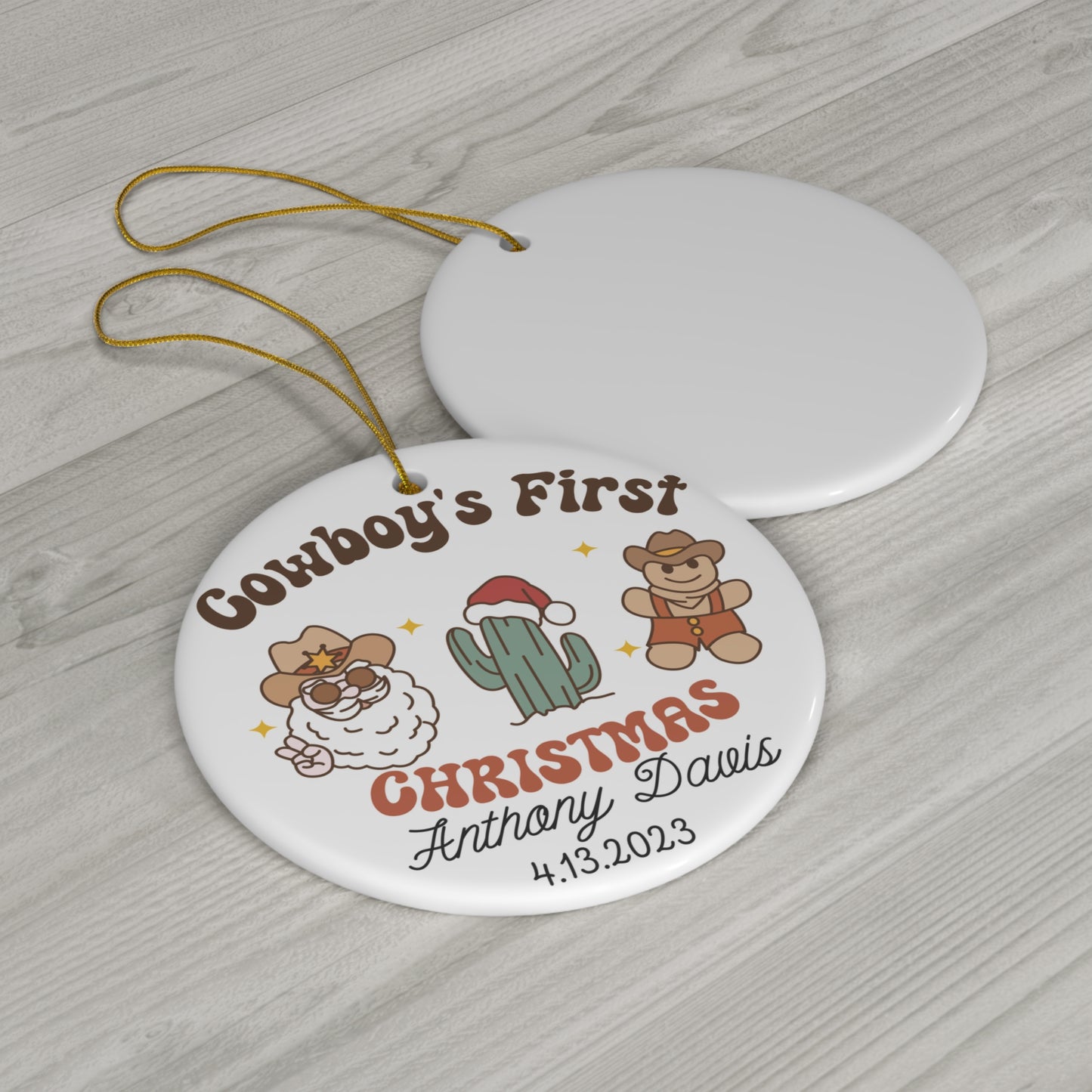 Unisex first Christmas for infant | Metal Ornament | Personalize