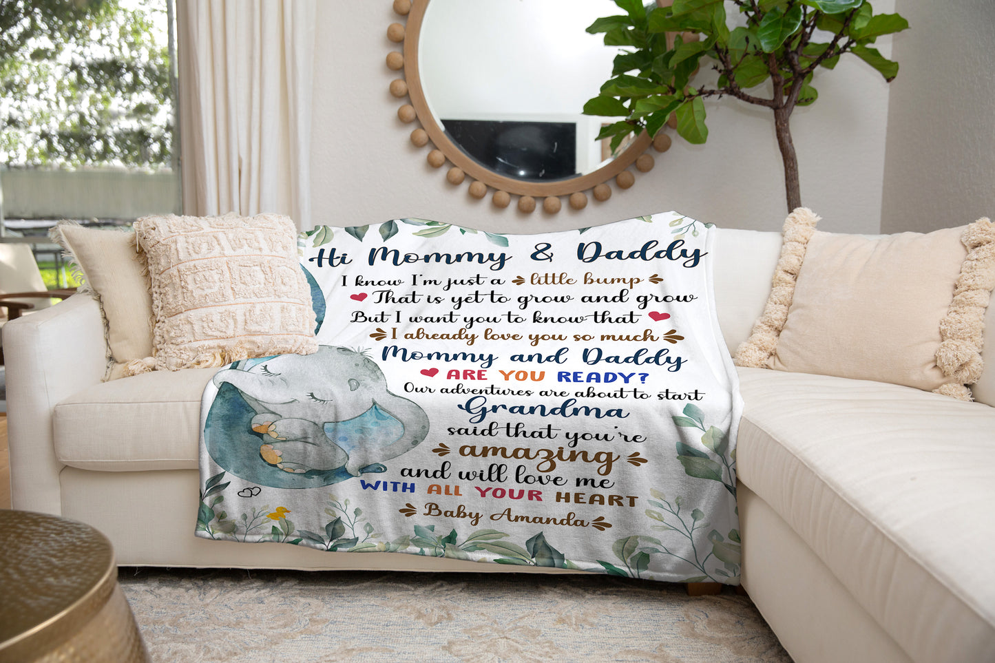 Hi Mommy and Daddy | Velveteen Plush Blanket | Personalize