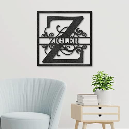 Split Square Monogram - Steel Sign-Metal Art