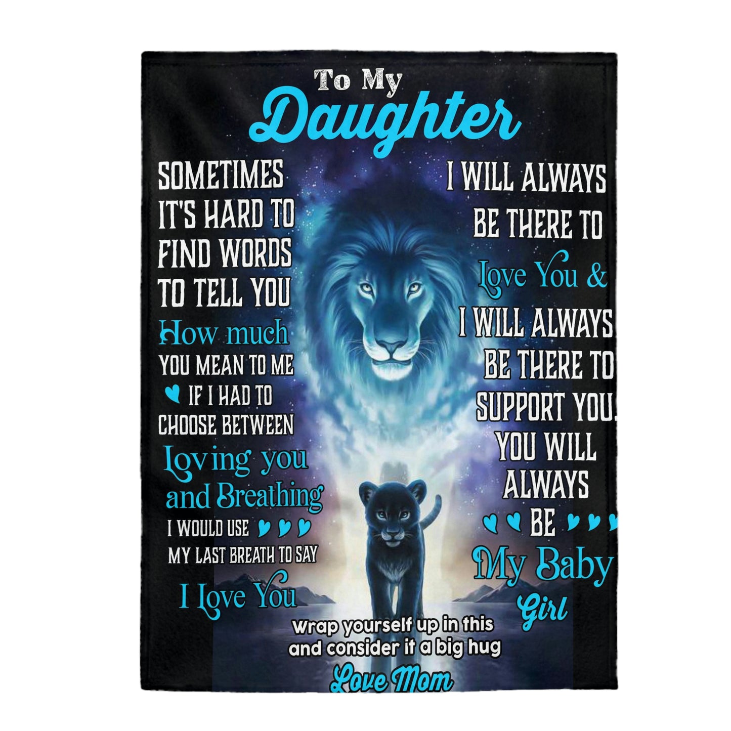Velveteen Plush Blanket | To Daughter, Love Mom | I WILL ALWAYS BE THERE TO SUPPORT YOU