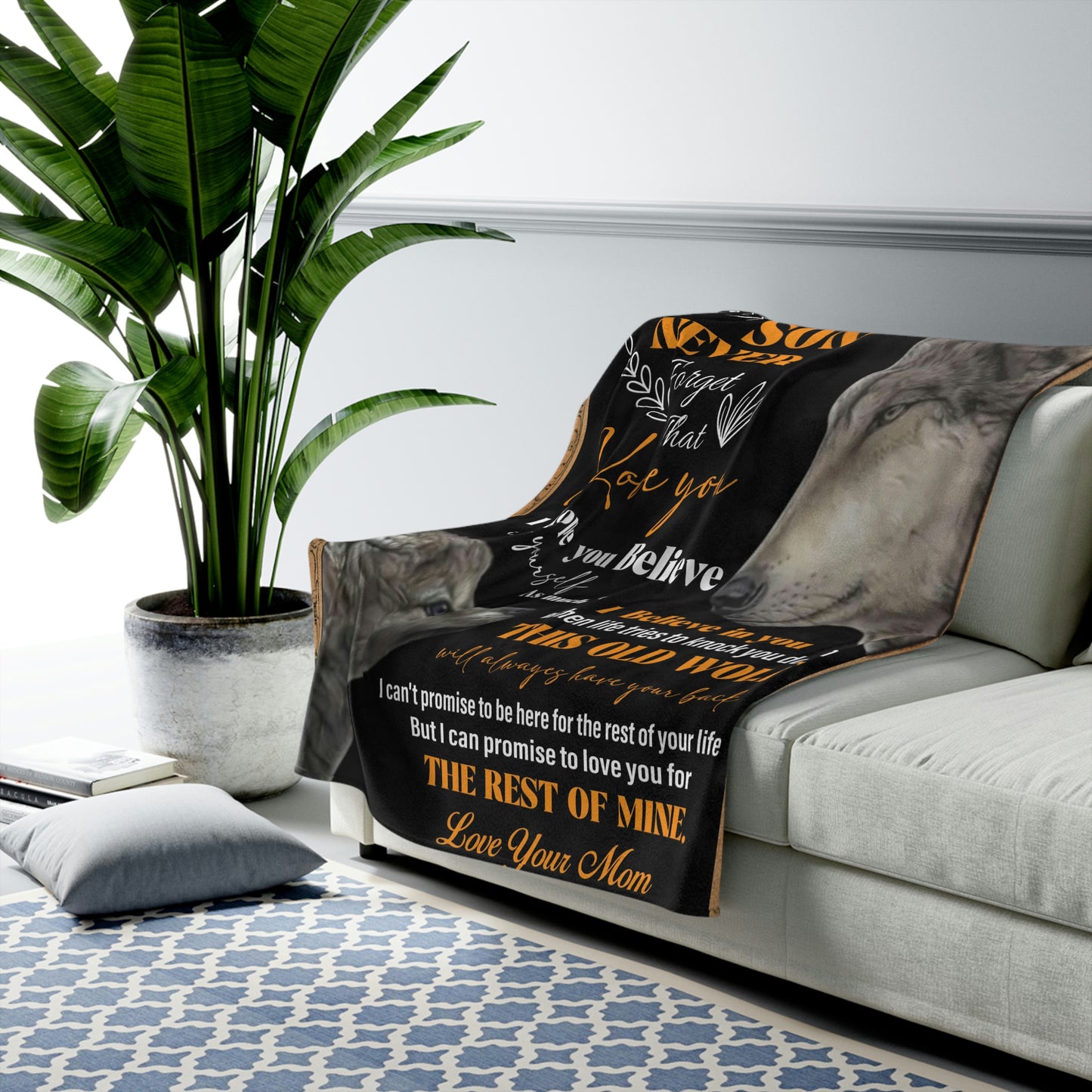 Velveteen Plush Blanket: Dear Son am proud of you. Love Mom