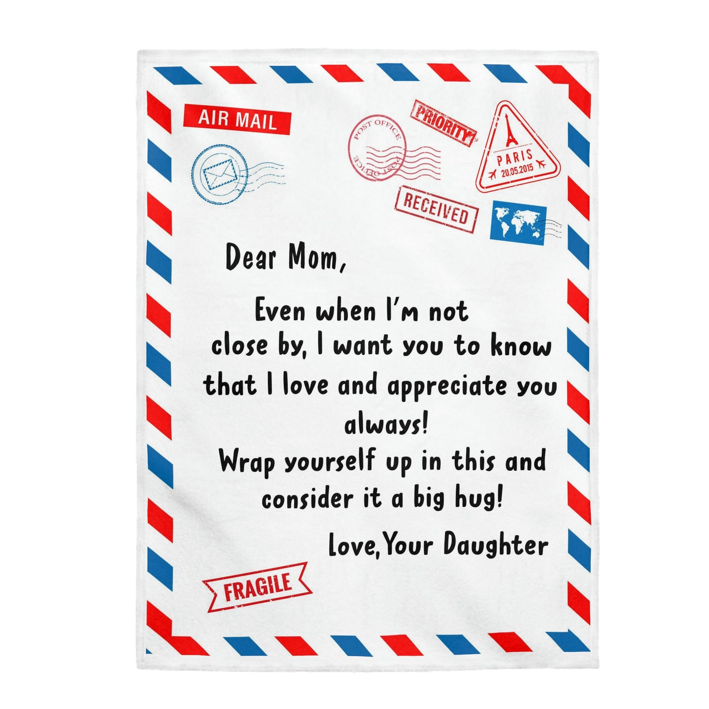 Velveteen Plush Blanket | Dear Mom, Love Daughter | I love you.
