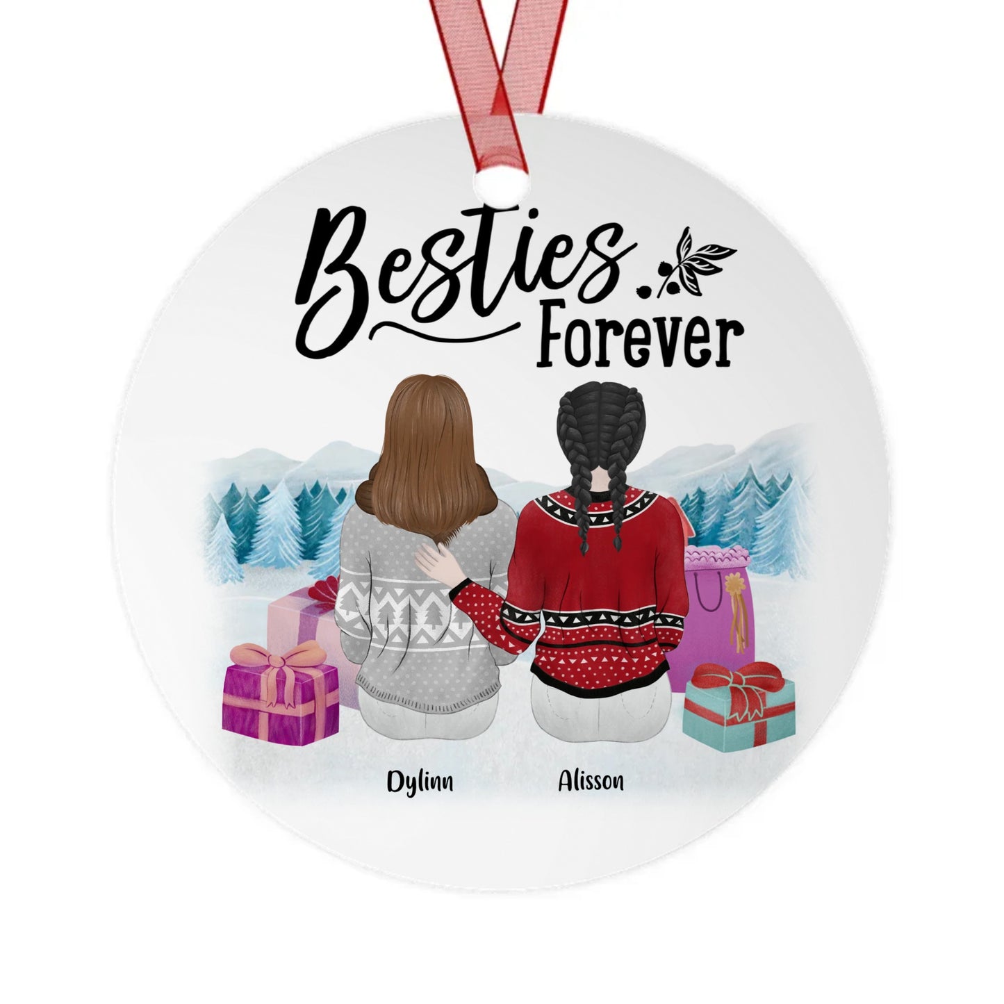 Besties Forever | Metal Ornaments | Personalize