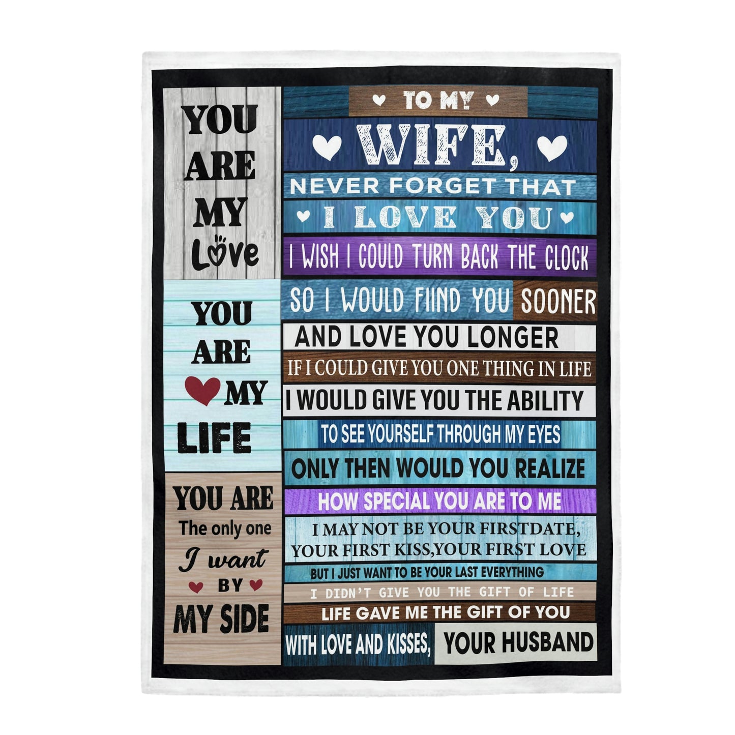 Velveteen Plush Blanket | To Wife, Love Husband | You are the only one I want by my side