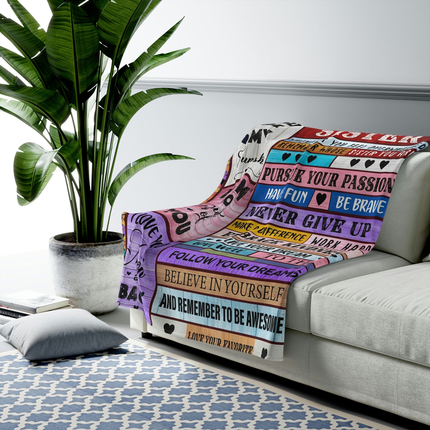 Velveteen Plush Blanket: To MY SISTER, I LOVE YOU TO THE MOON & BACK.