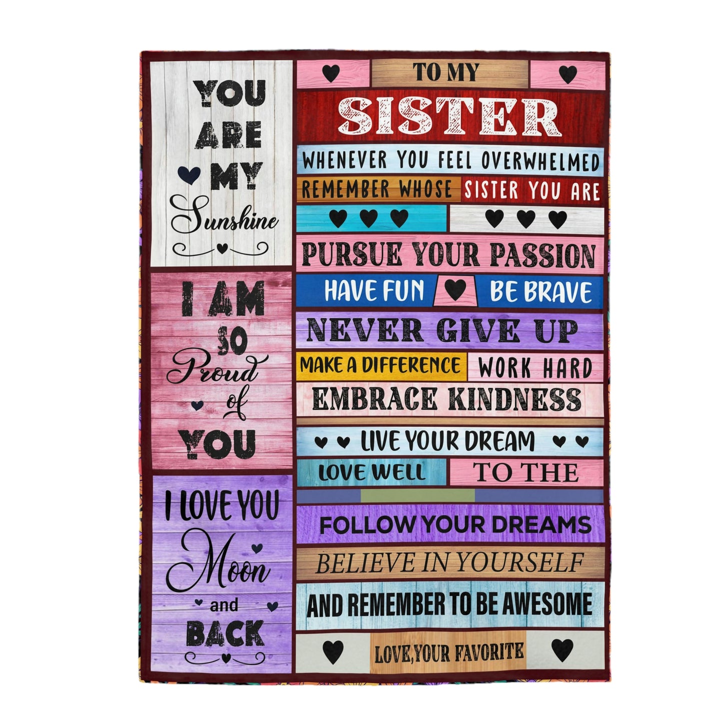 Velveteen Plush Blanket: To MY SISTER, I LOVE YOU TO THE MOON & BACK.