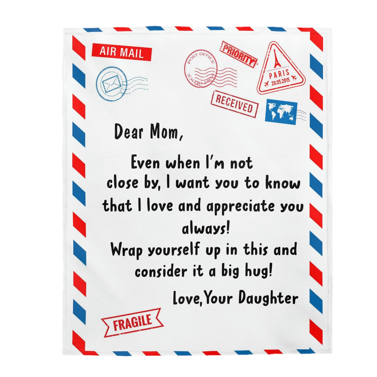 Velveteen Plush Blanket | Dear Mom, Love Daughter | I love you.