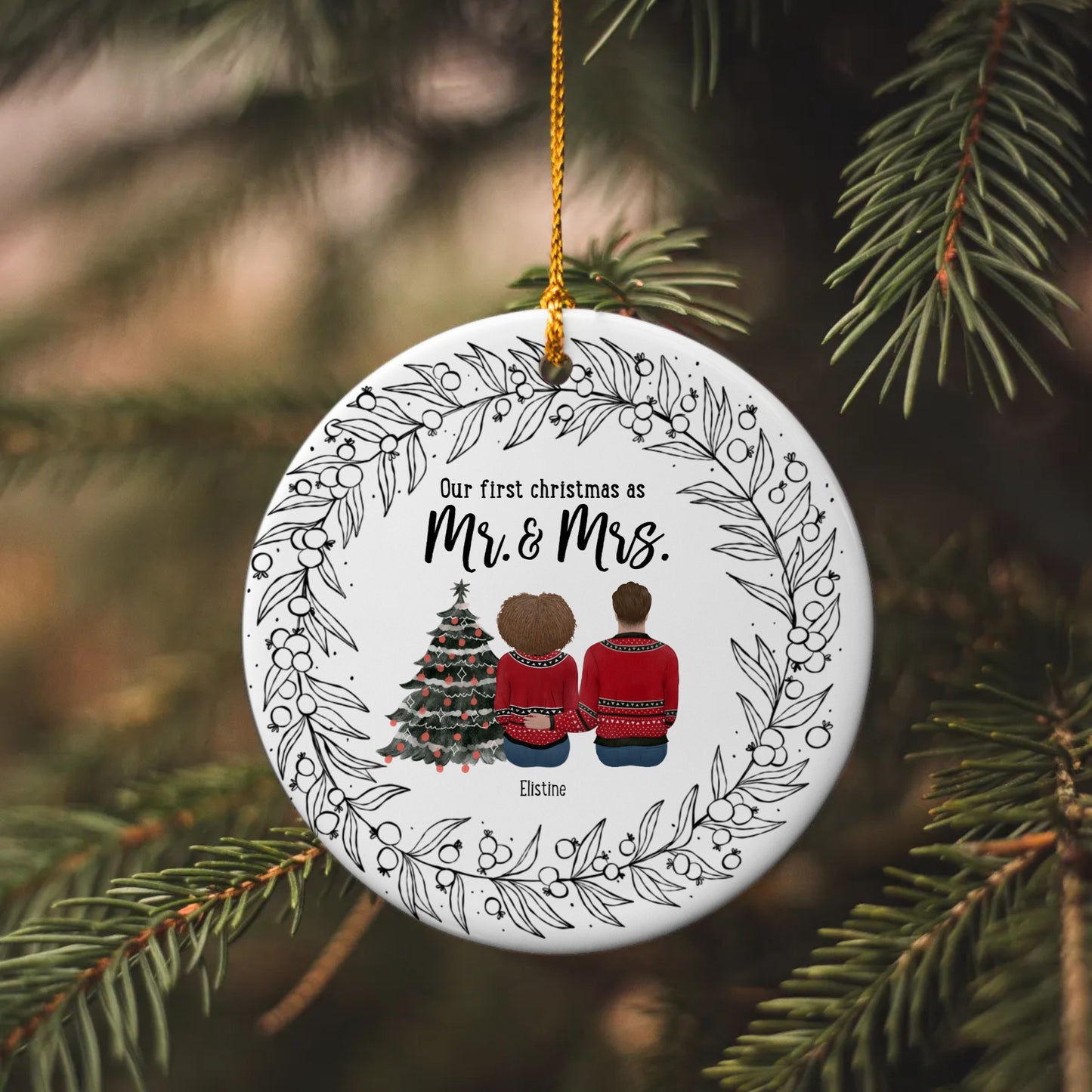 Our First Christmas As Mr & Mrs | Metal Ornament | Personalize