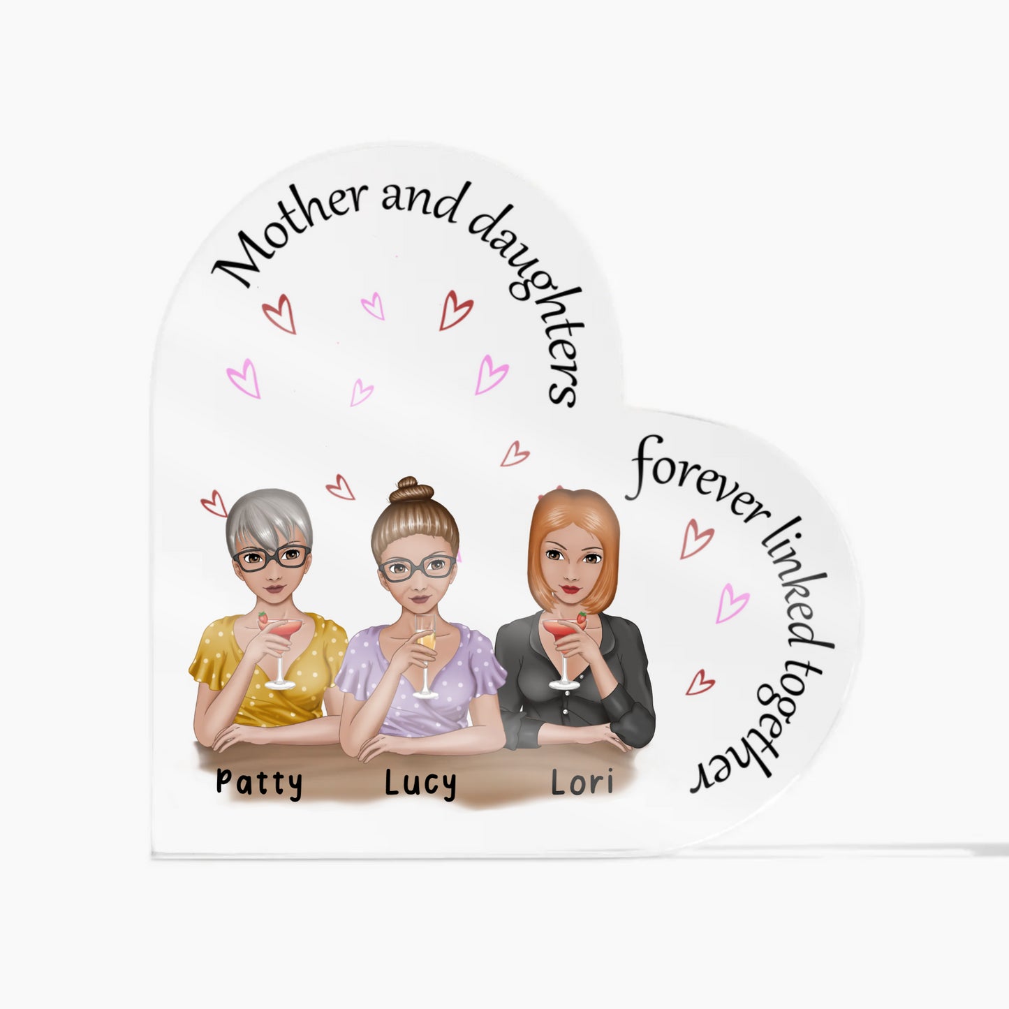 Mother and Daughter(s) | Acrylic Plaque (Heart) | Personalize