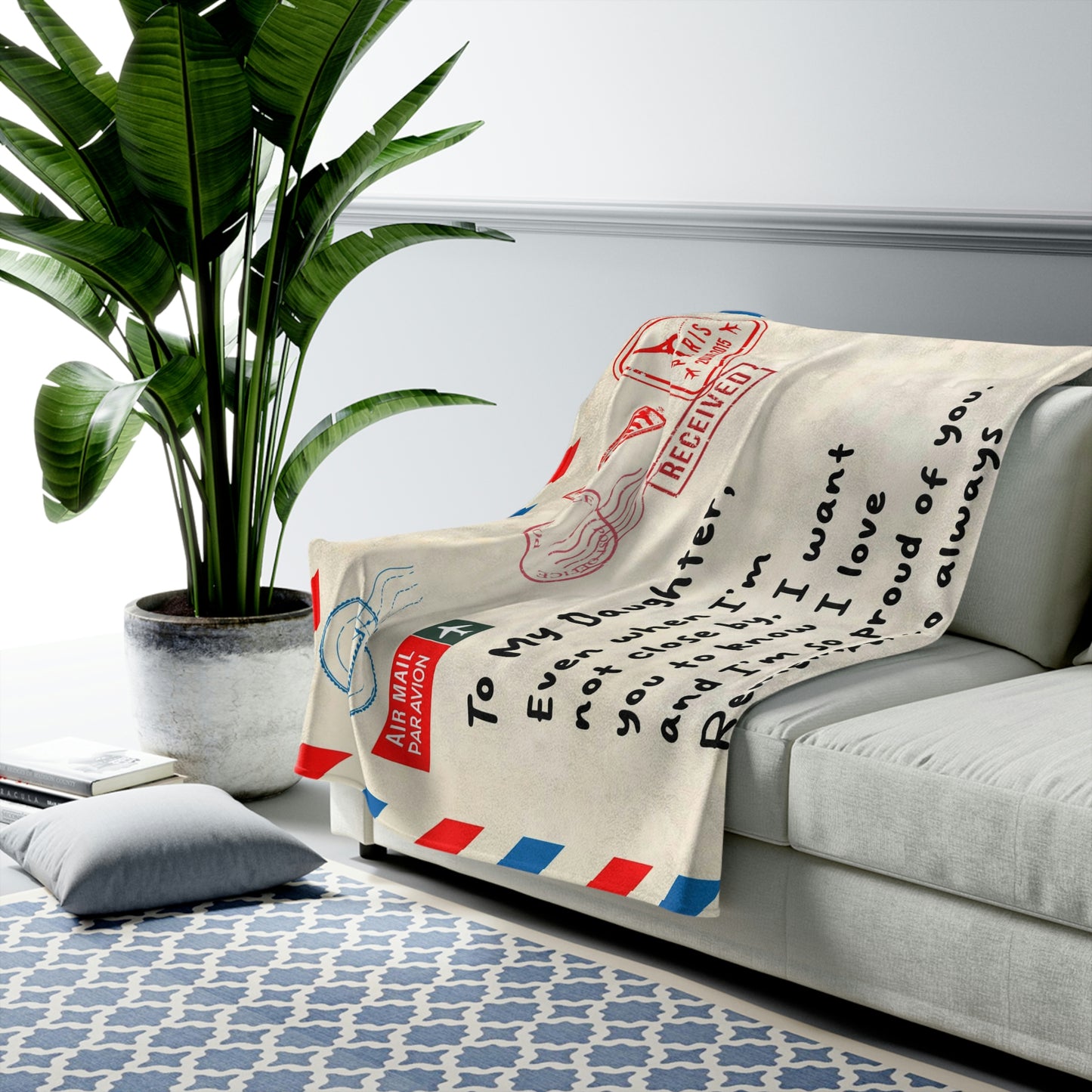 Velveteen Plush Blanket: Dear Daughter, Remember I am always with you.